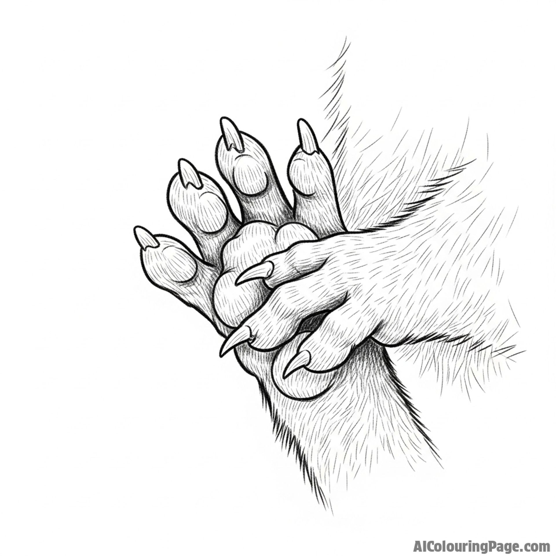 A detailed charcoal sketch of a mouse’s delicate paw.