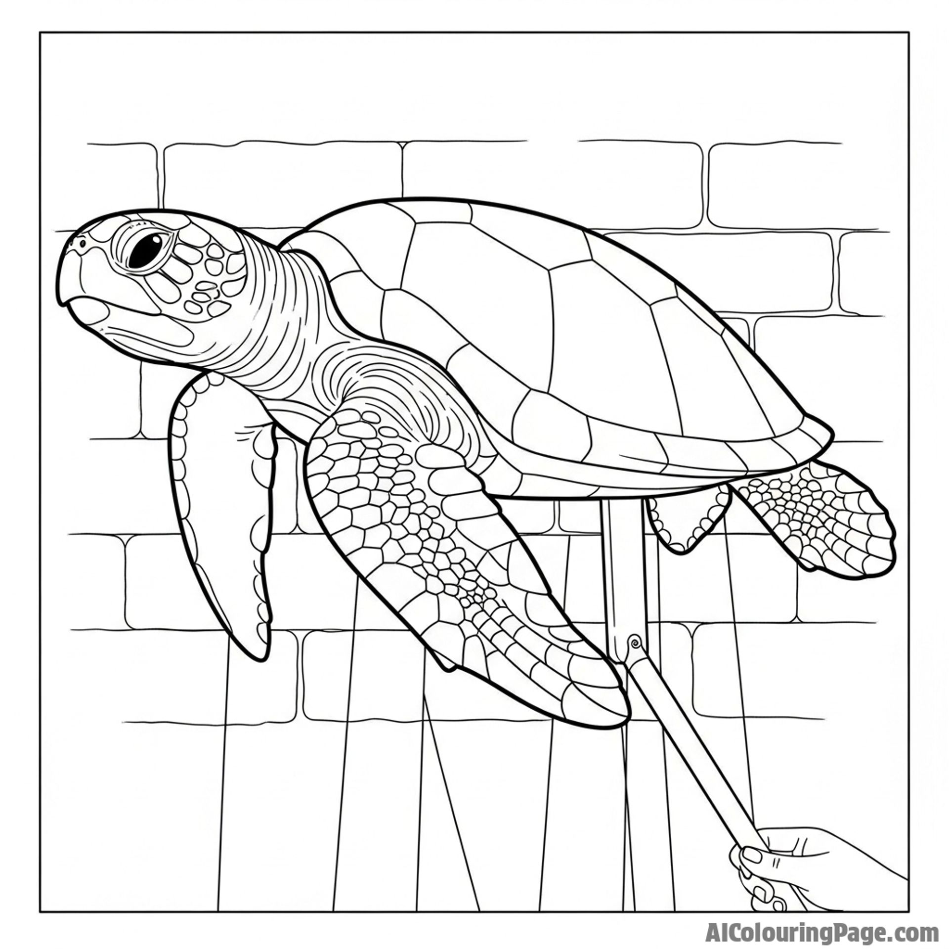 A shadow puppet of a turtle projected onto a wall.