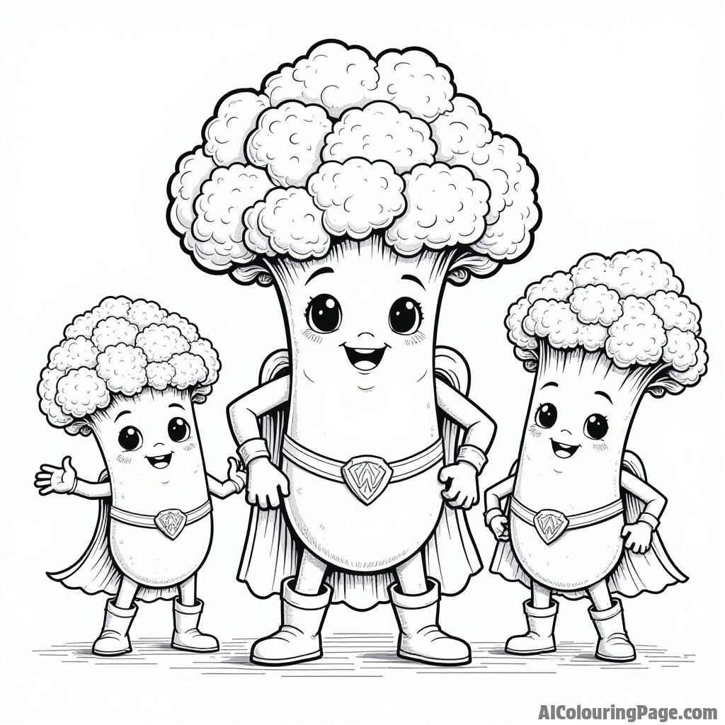 Free Broccoli Coloring Pages – free printable food and culinary art coloring pages