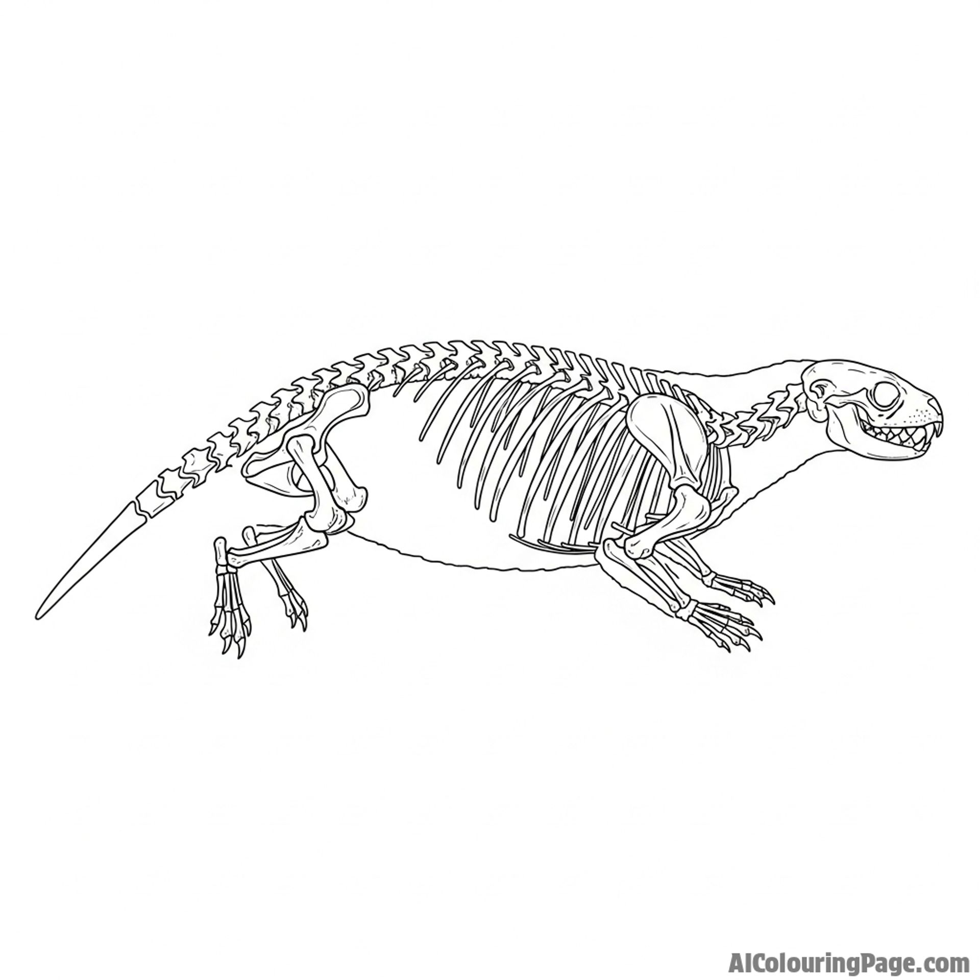 A precise scientific illustration detailing an otter’s skeletal structure.