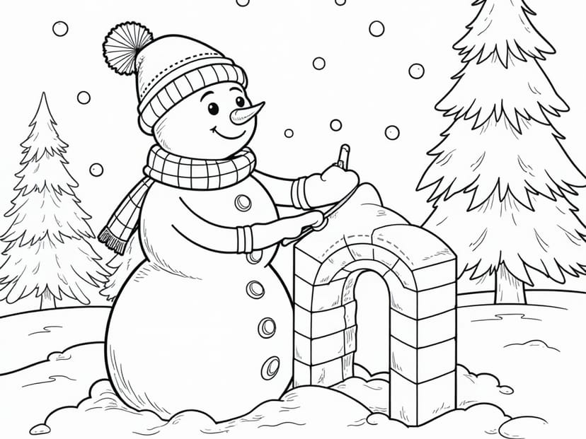 Winter Wonderland Coloring Fun: Snowmen, Owls, & Sledding Adventures!