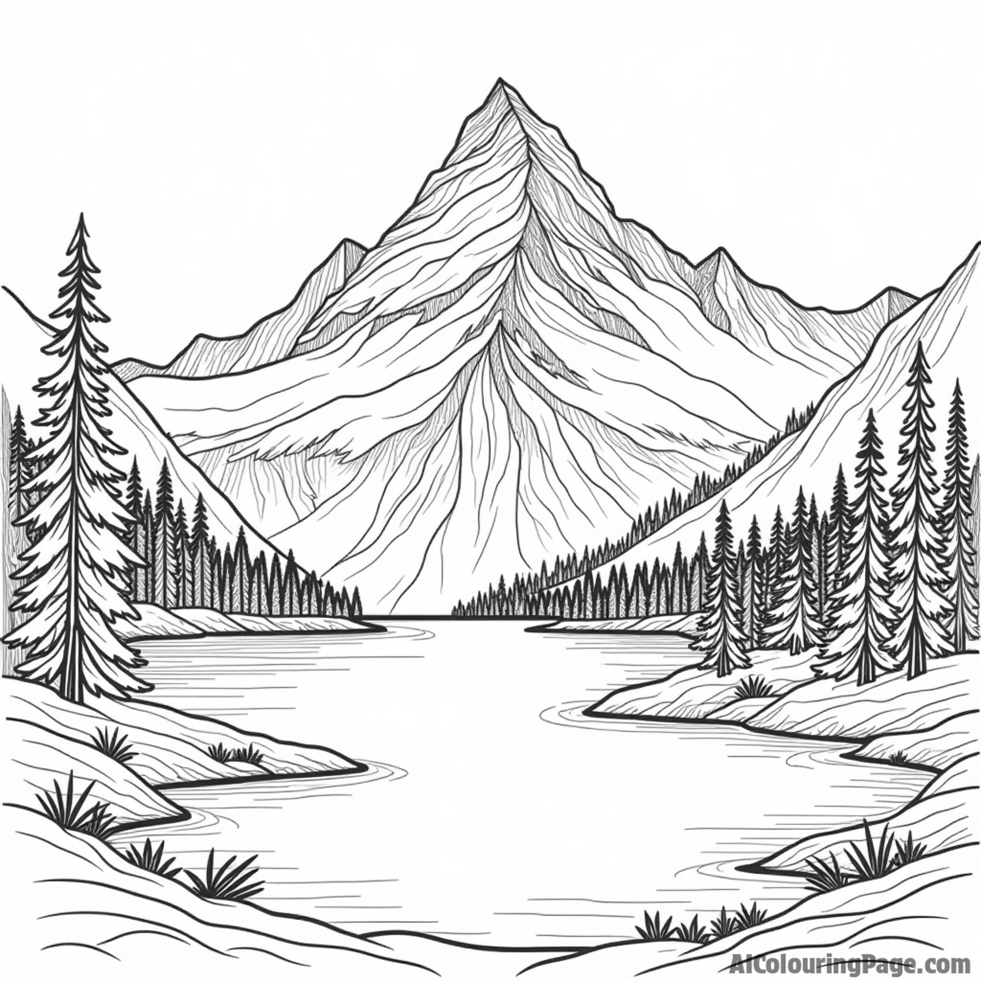 A glacial lake nestled at the foot of a massive mountain.