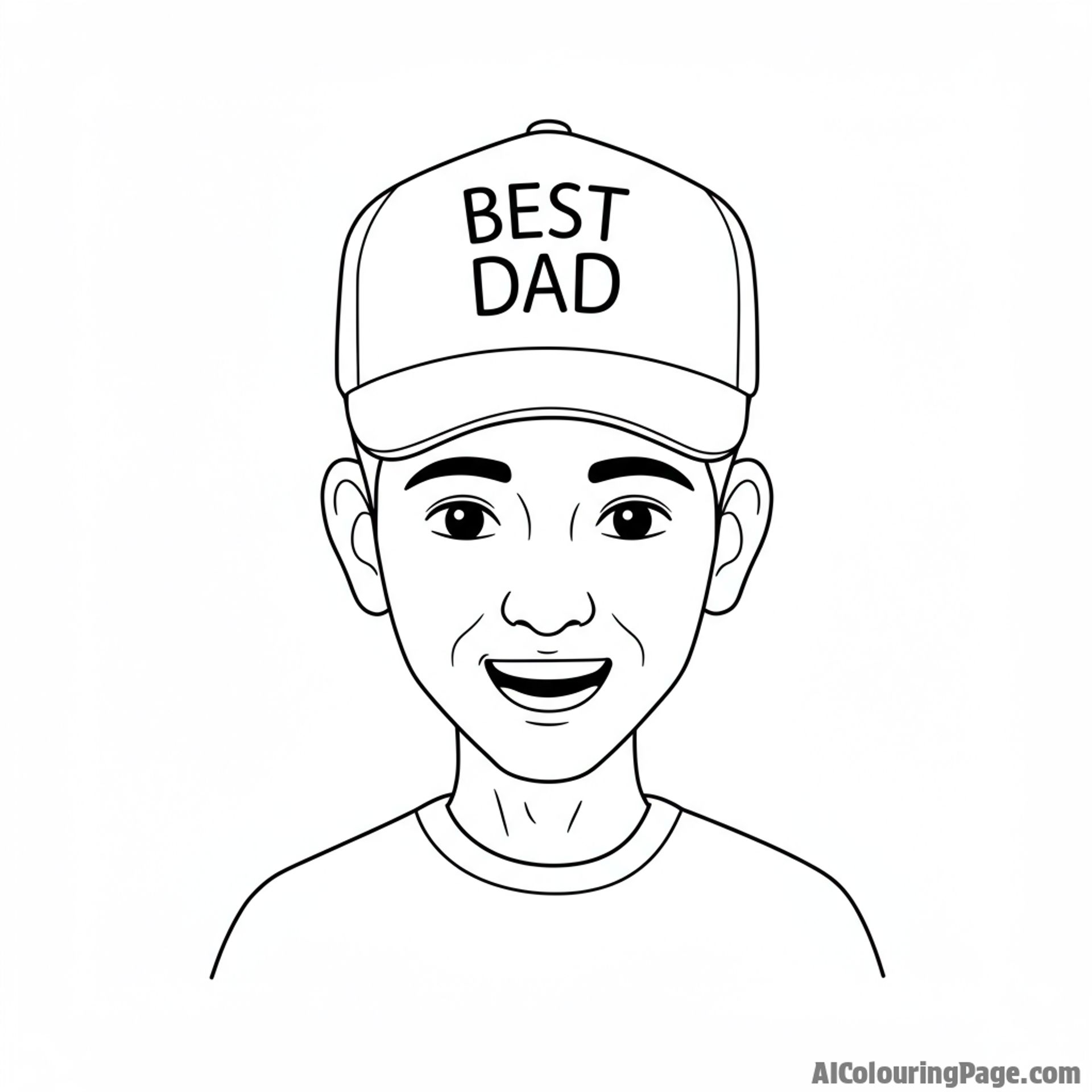 A father wearing a 'Best Dad' hat, smiling.