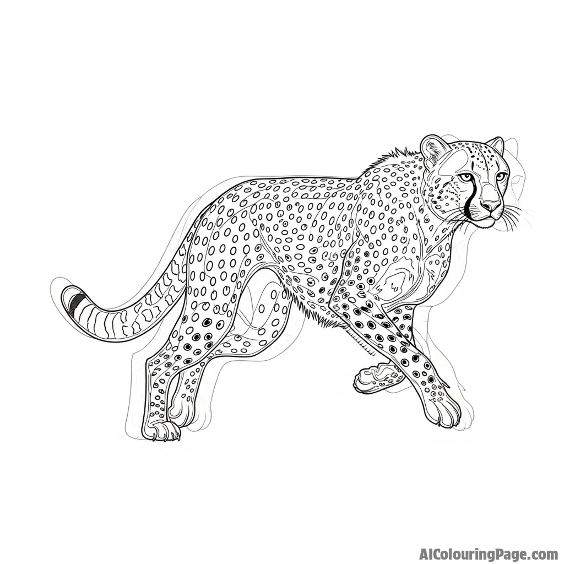 A study of a cheetah's form in motion, captured with a slow shutter speed to create a fluid, ghost-like image.