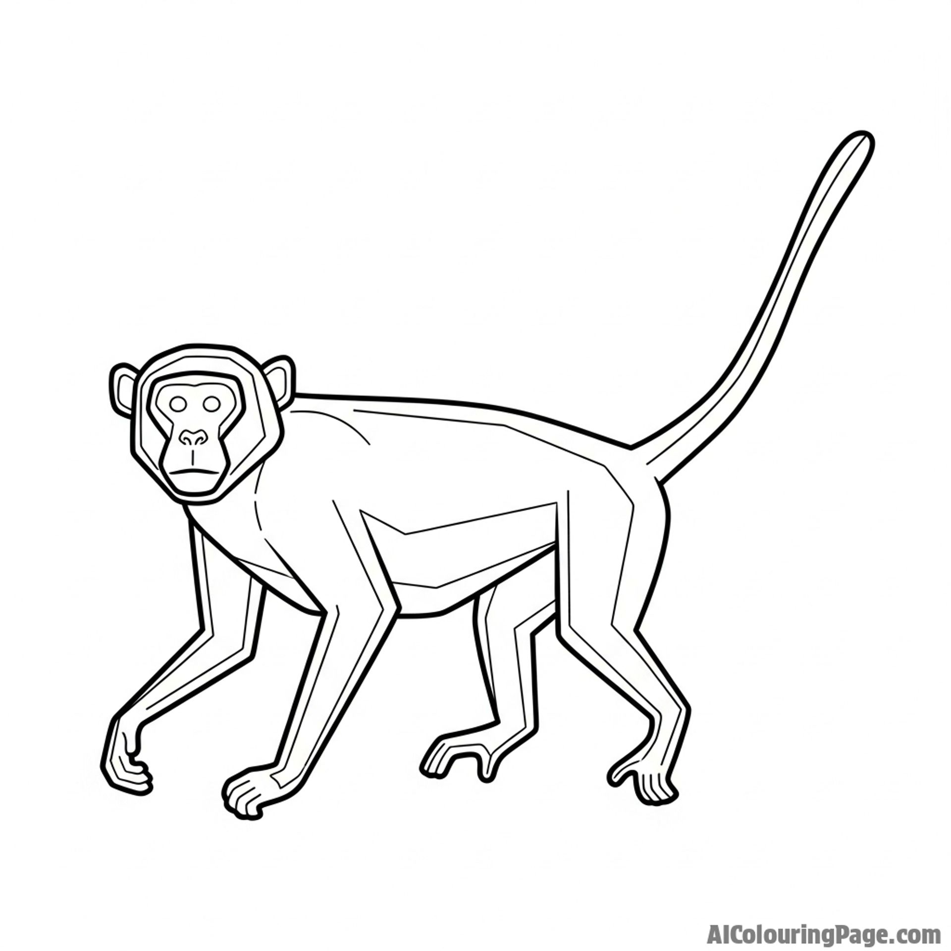 A stylized illustration of a monkey in the style of ancient cave paintings.