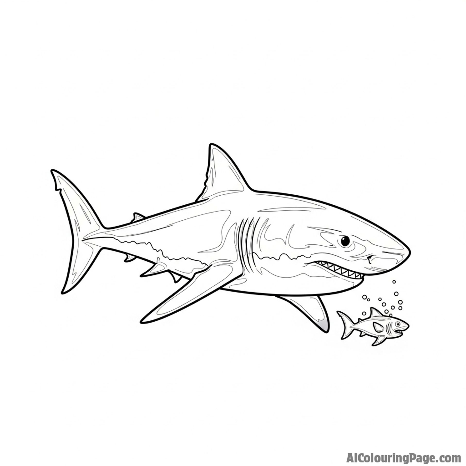 A great white shark approaching its prey.