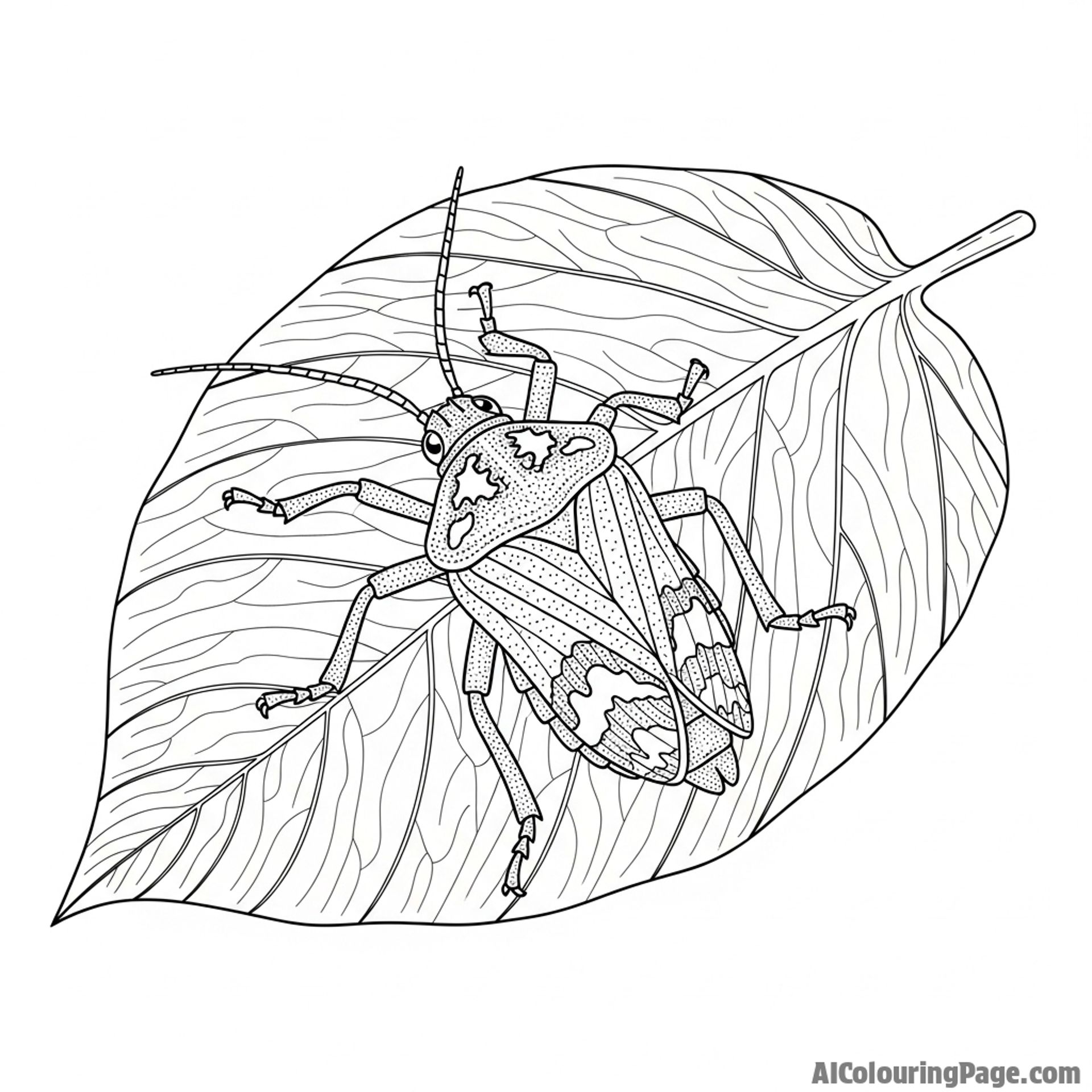 A detailed close-up of a unique rainforest insect on a leaf.