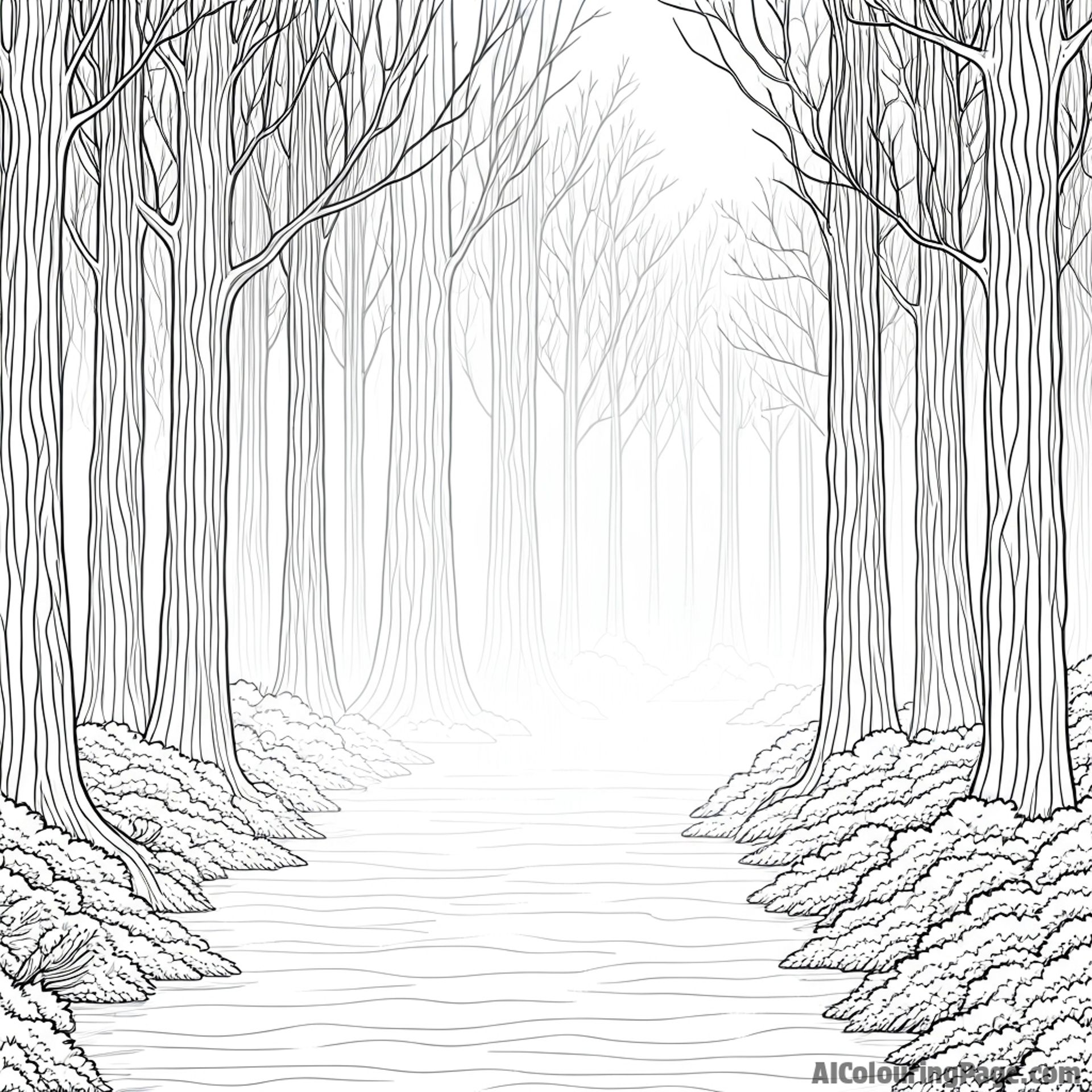 Forest blanketed in thick fog, obscured vision, eerie sounds, sensory deprivation.