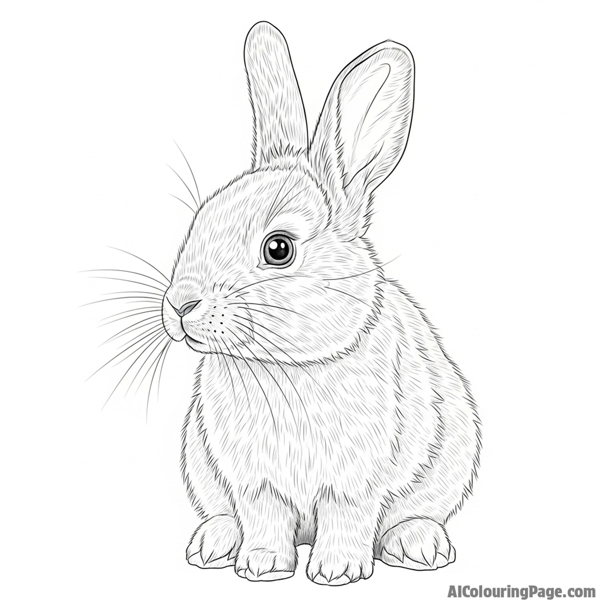 A highly-detailed pencil drawing focusing on the soft texture of a bunny's fur.