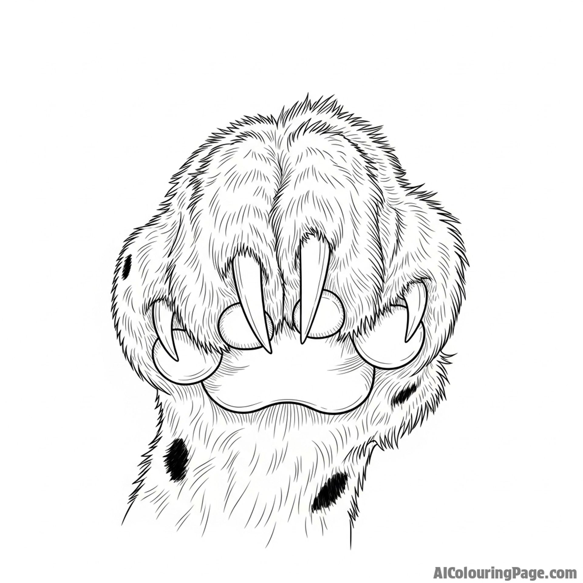 A detailed macro photograph of a cheetah's paw, showing its semi-retractable claws.