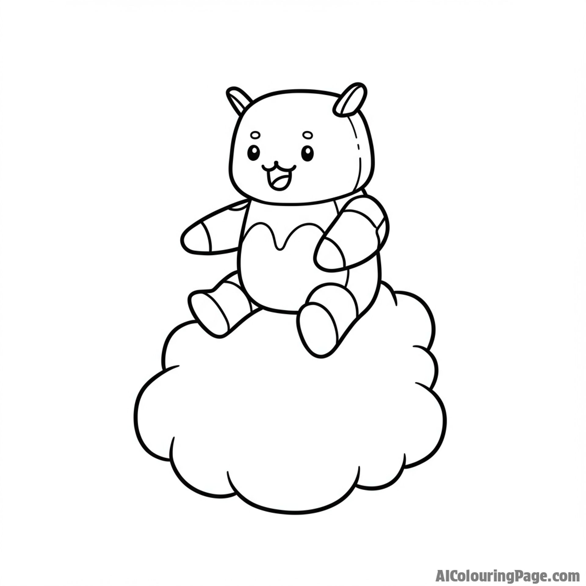 A whimsical boba character riding a cloud.