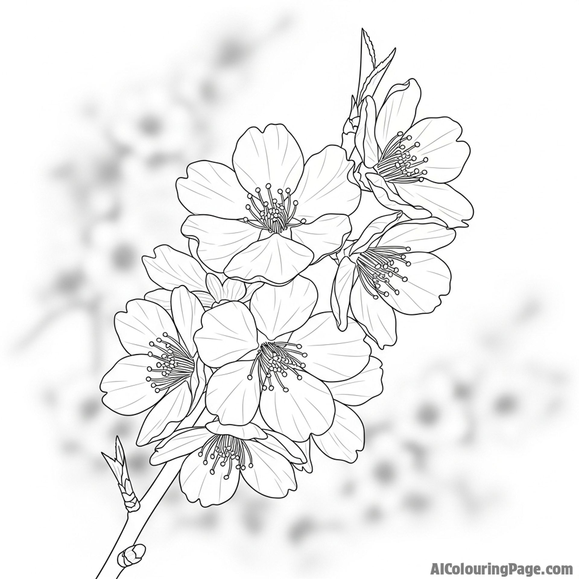 Almond blossoms, delicate petals, against an out-of-focus background.