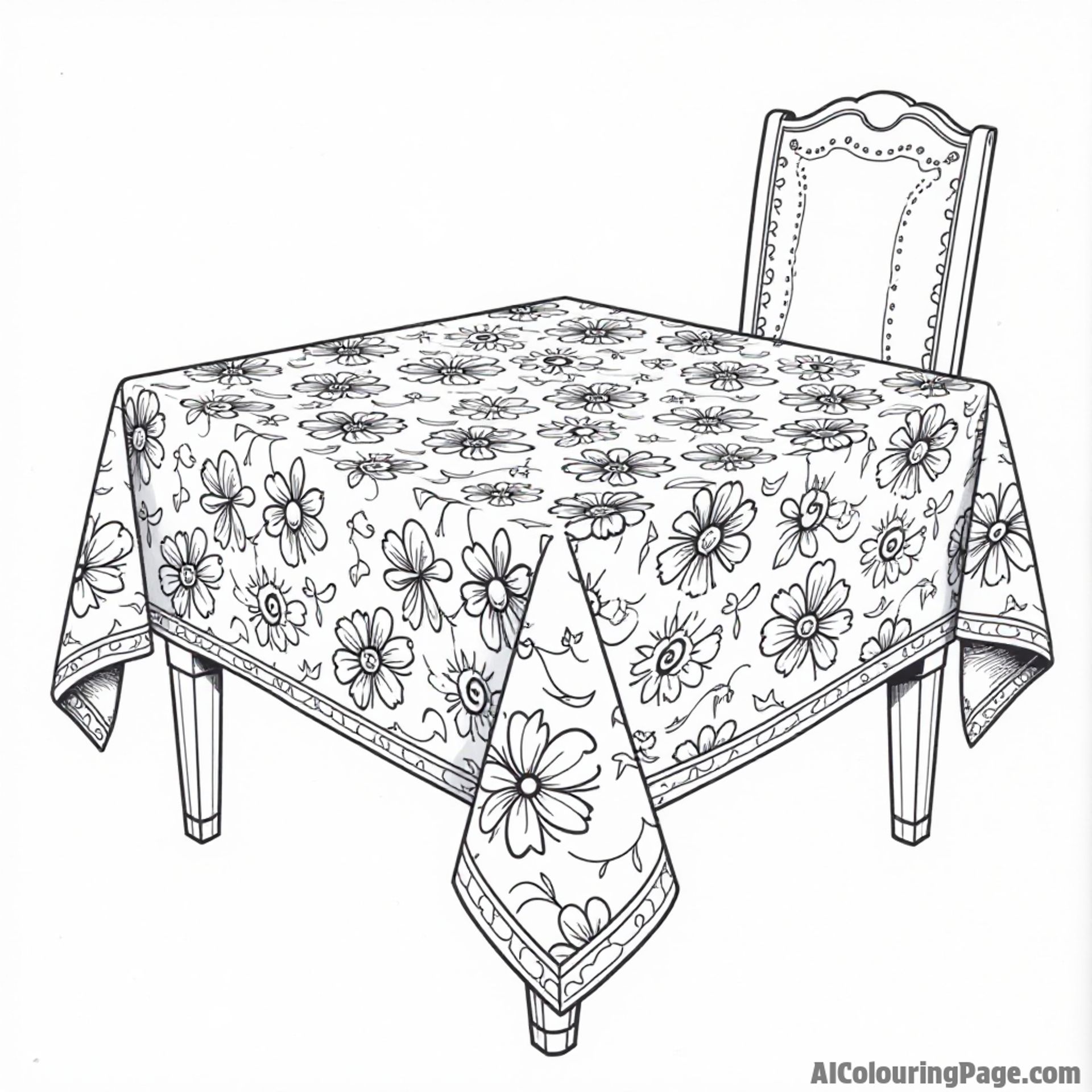 A floral pattern on a tablecloth