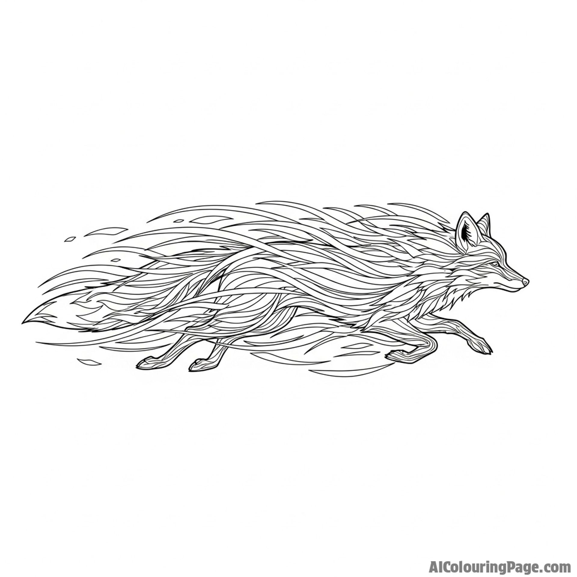 An abstract painting capturing the essence of a fox speed and agility with blurred shapes.