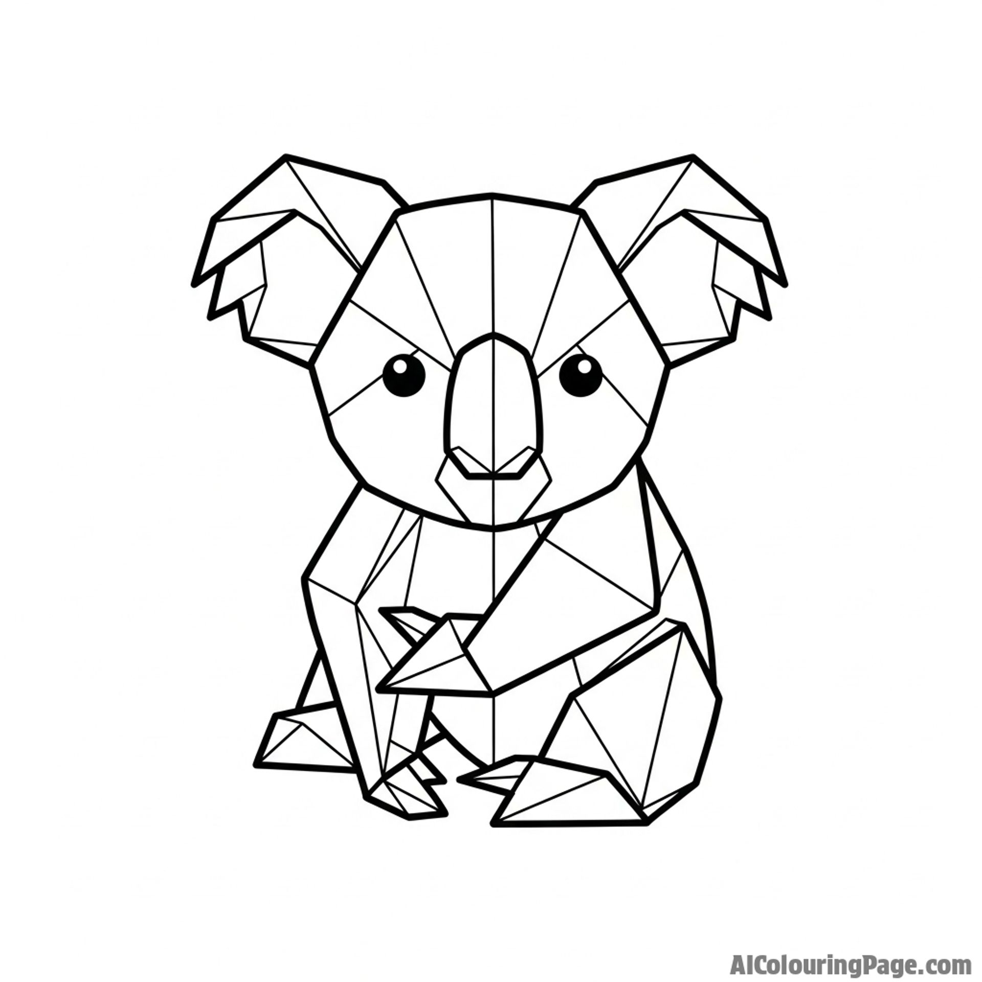 A koala made of intricately folded paper, origami style.