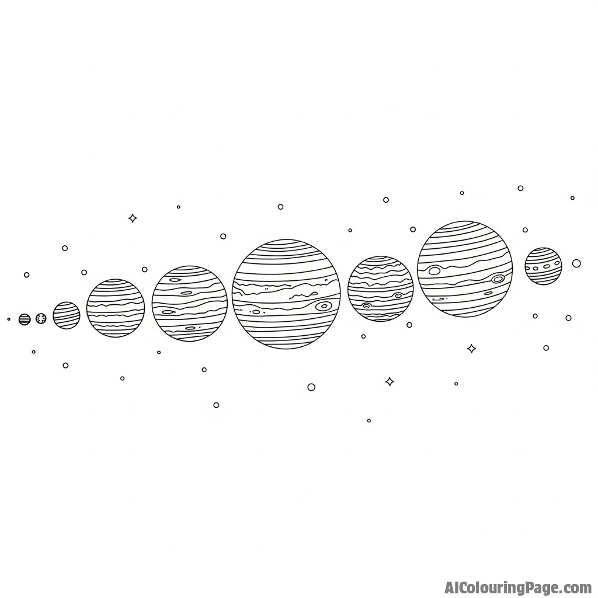 Night sky with planets aligned, celestial harmony.