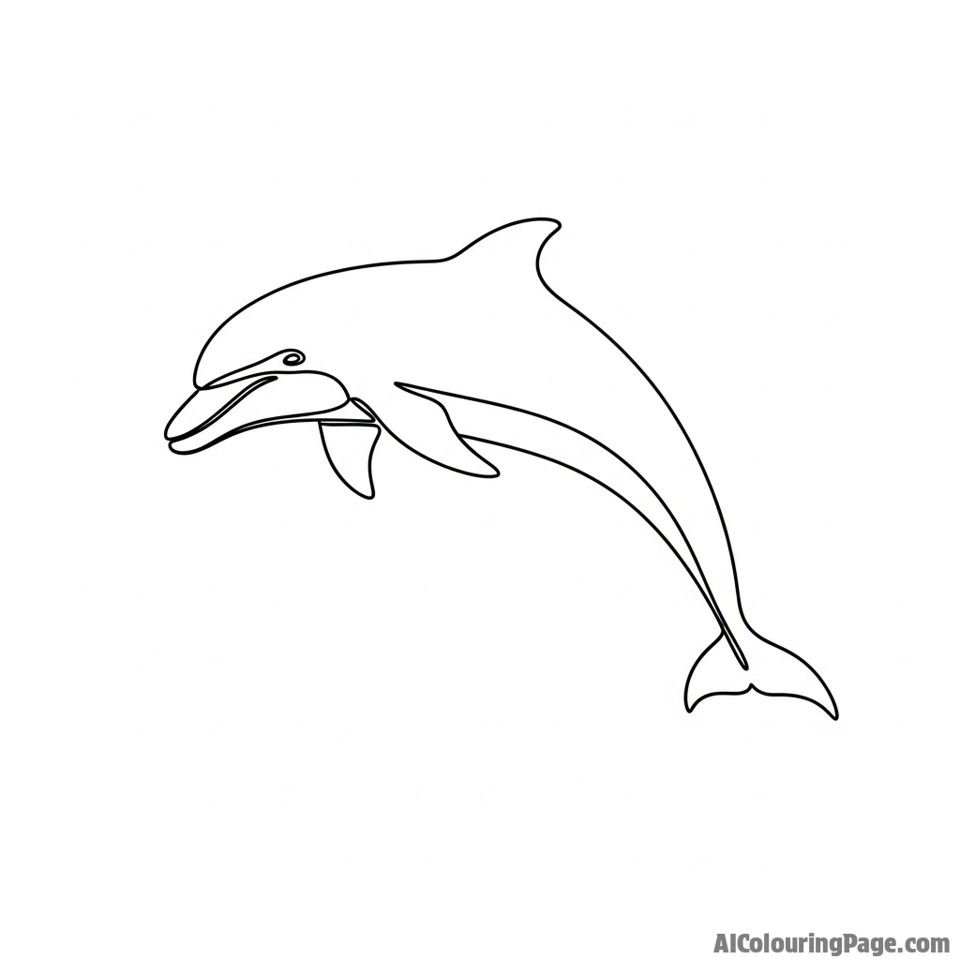 A minimalist line drawing of a dolphin captured in a single, continuous, elegant stroke.