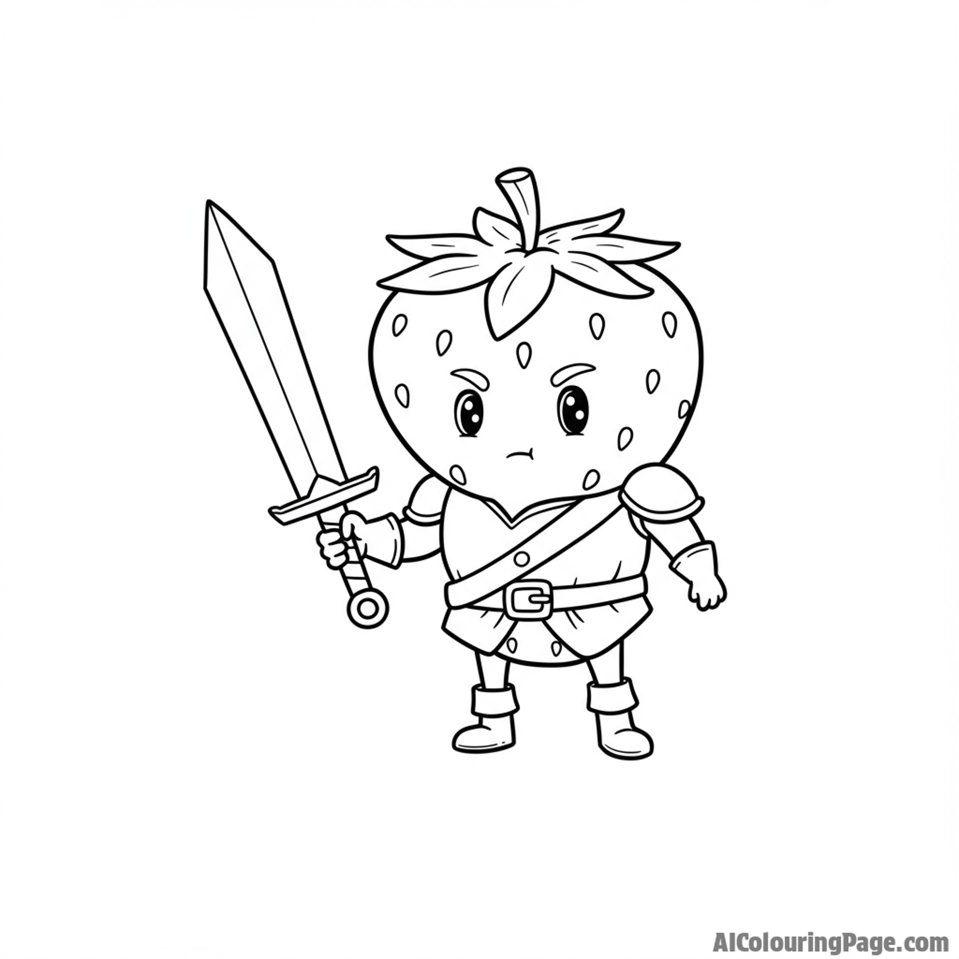 strawberry warrior, tiny sword raised