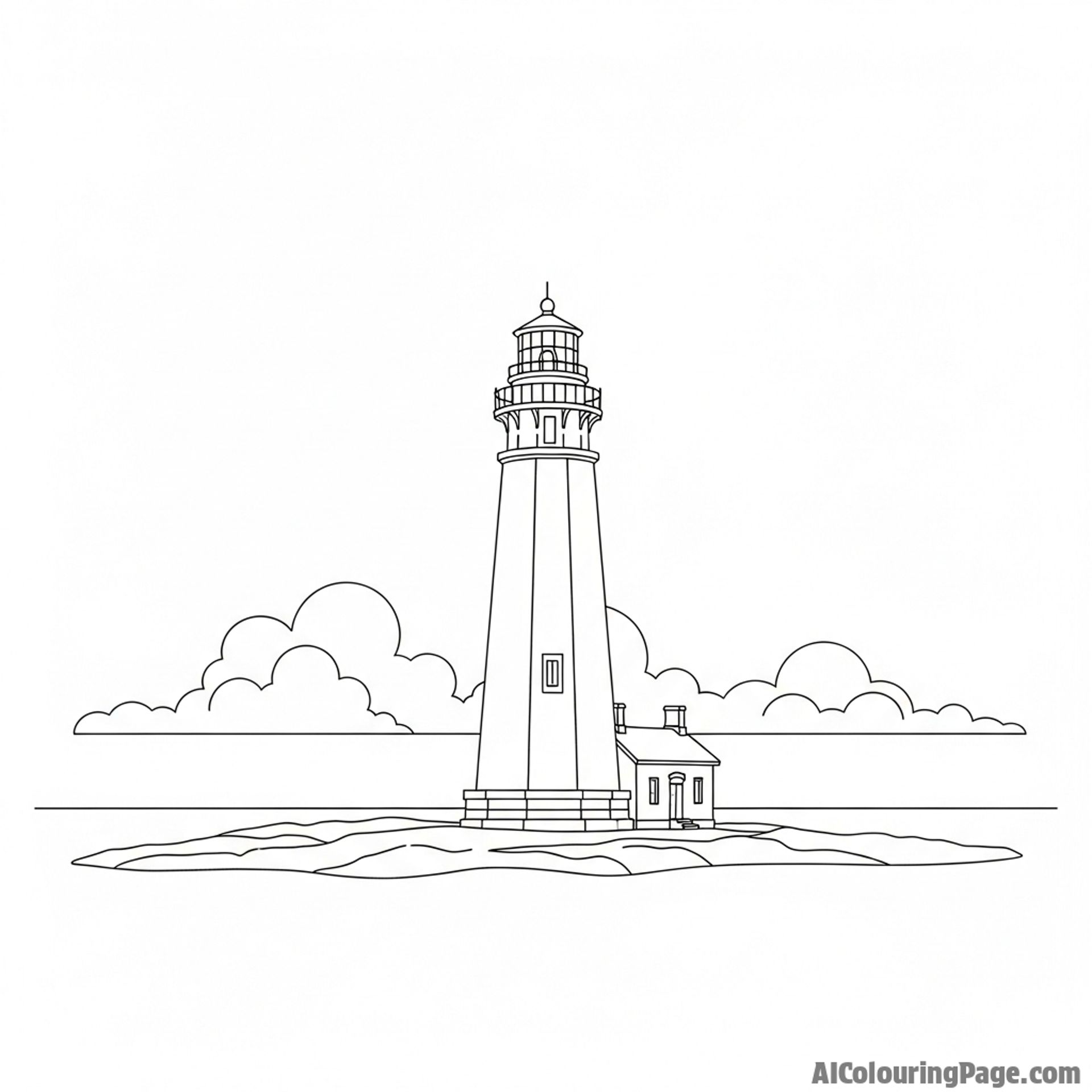 A lighthouse silhouetted against the dusk.