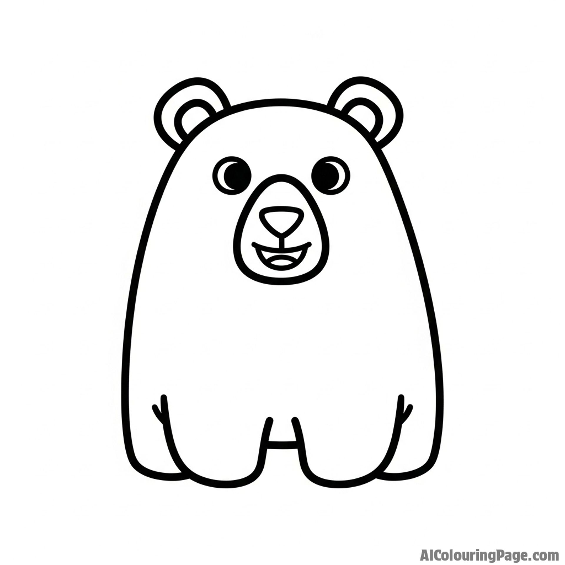 A child's simple, bold drawing of a smiling polar bear.