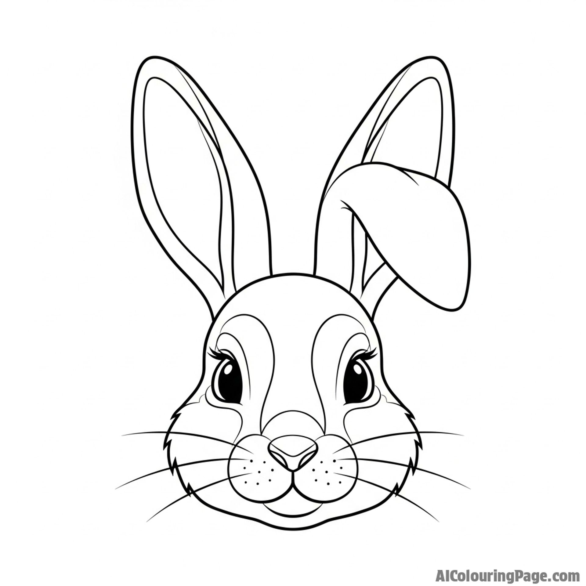A vector illustration of a bunny's face using only simple shapes and flowing lines.