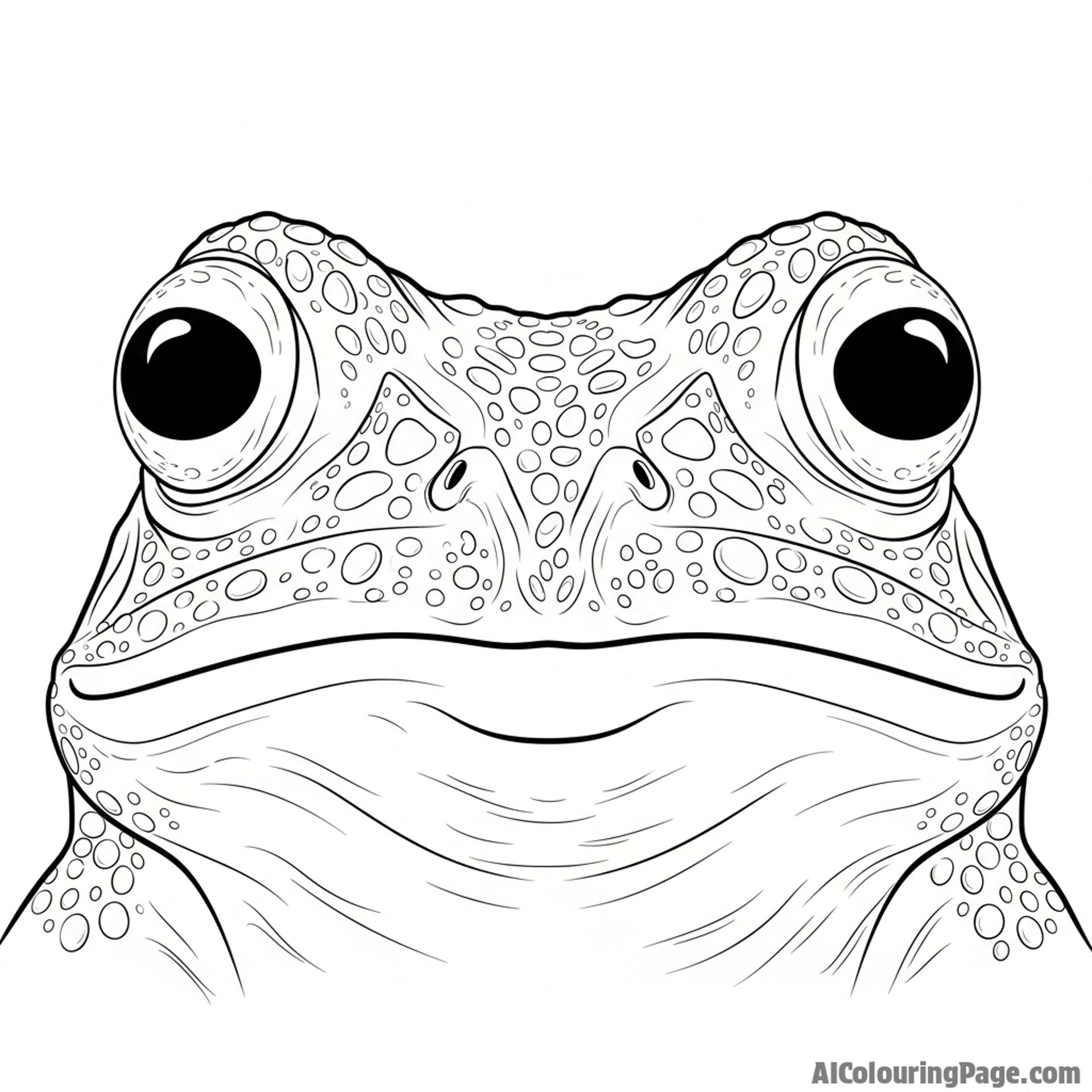 A frog's face in extreme close-up, its unblinking gaze filling the frame.
