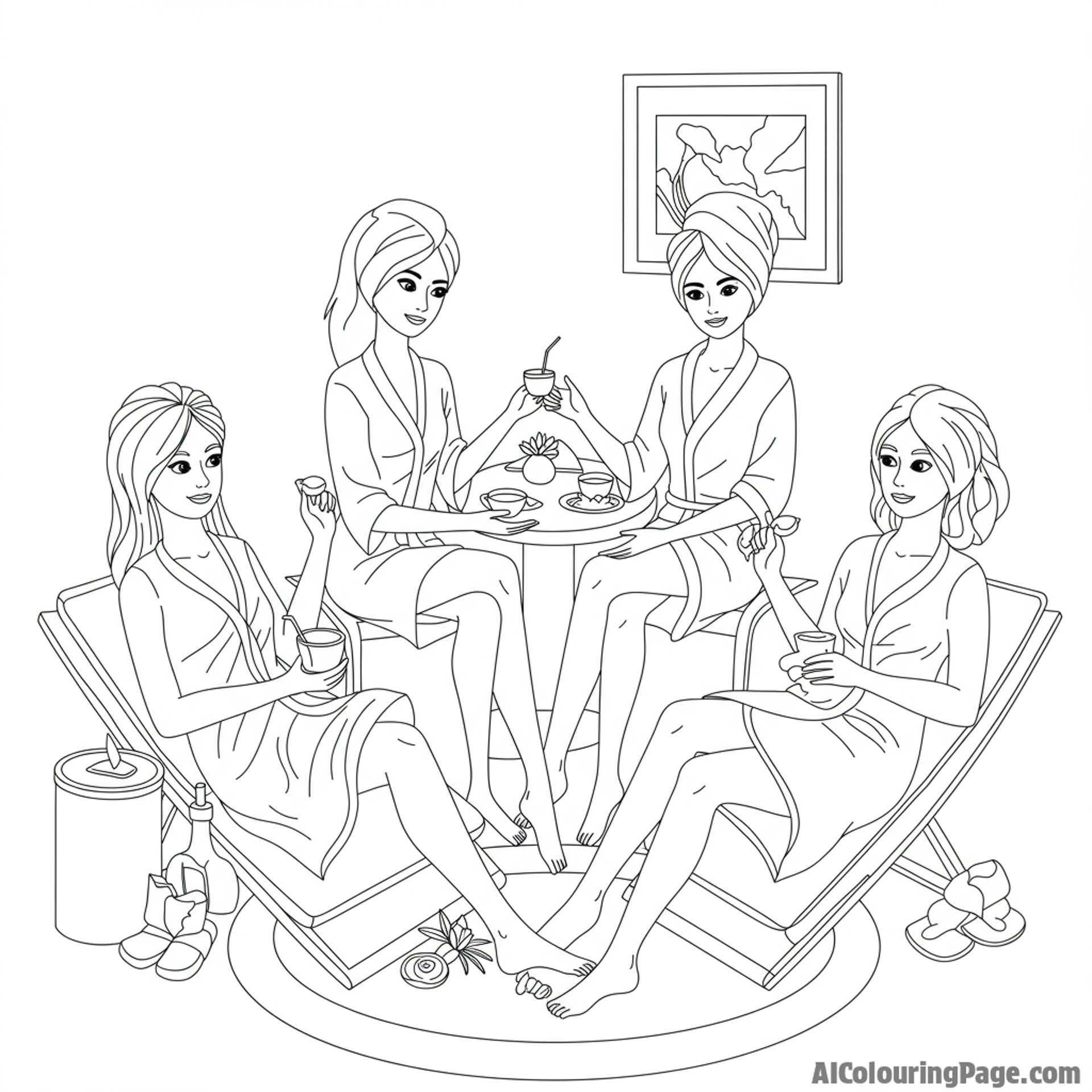 Girlfriends attending a relaxing spa day, rejuvenation and connection.