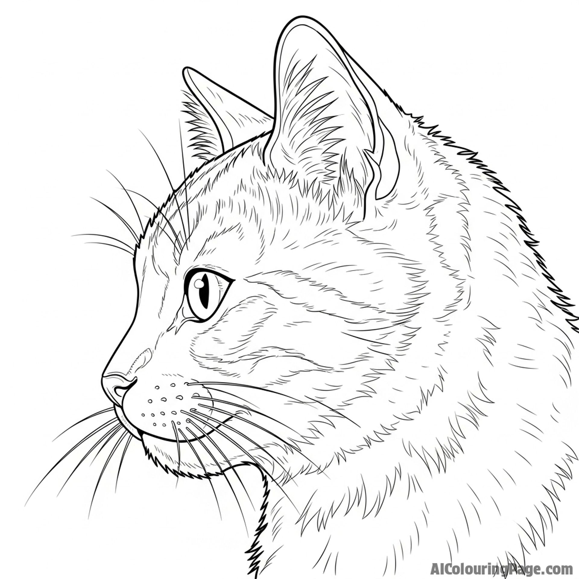 A high-contrast, dramatic photograph of a cat's profile.