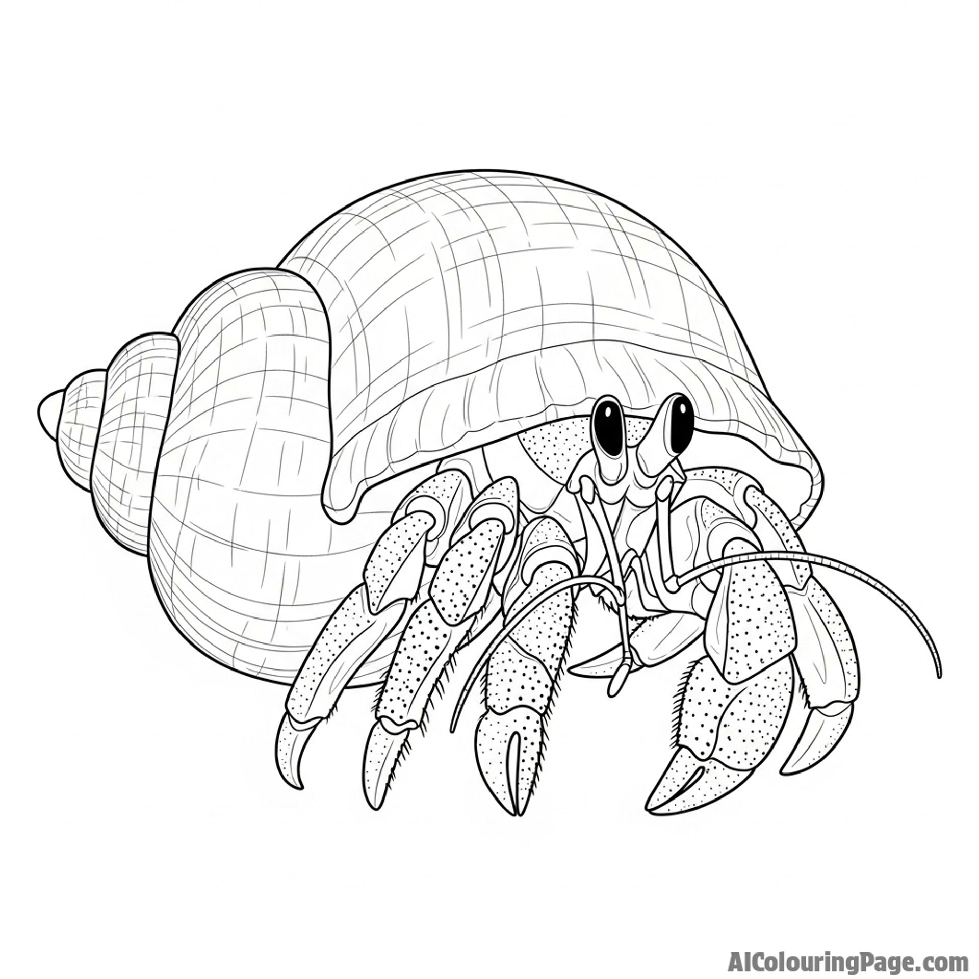 A hermit crab searching for a new shell.