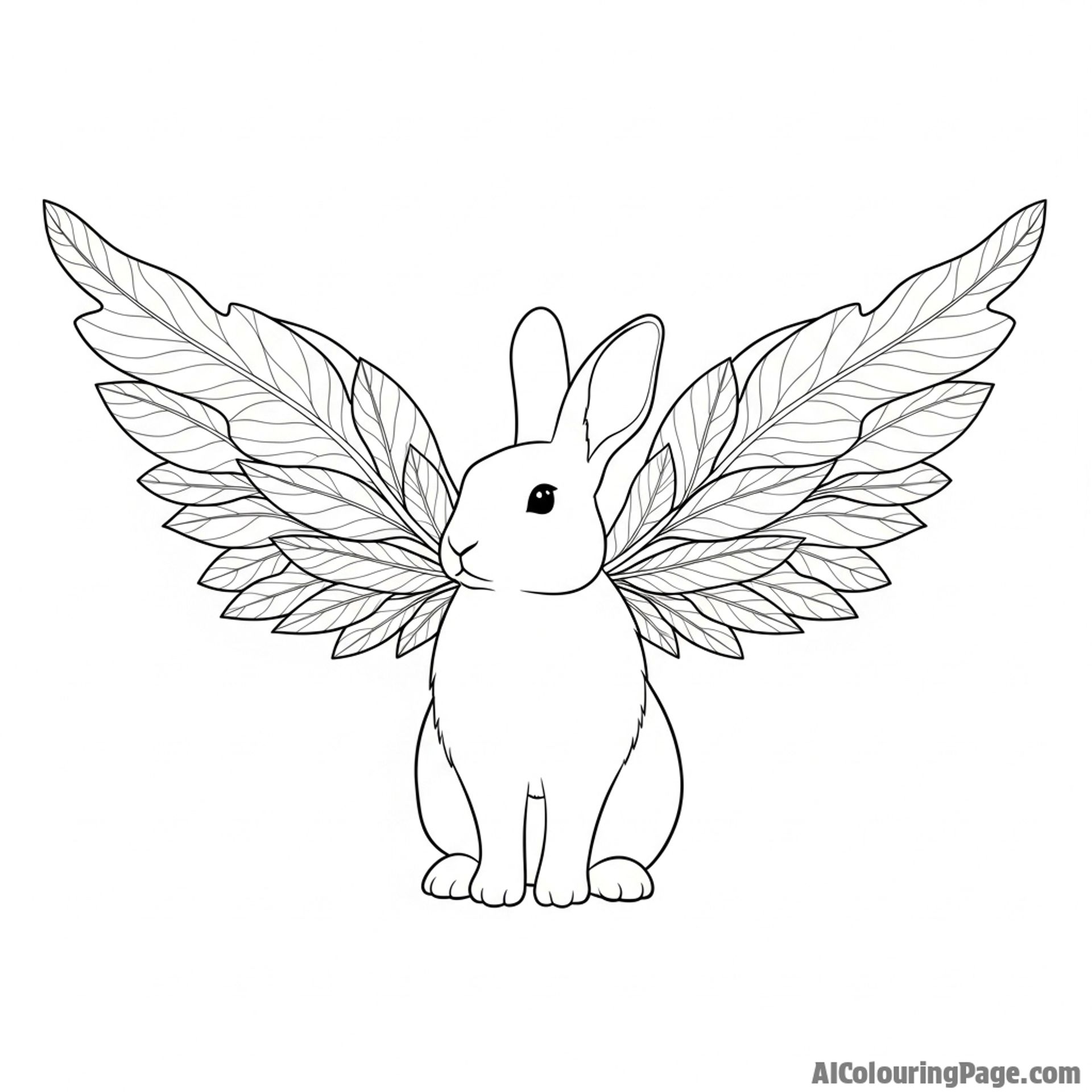 A rabbit with majestic wings made of delicate, veined leaves.