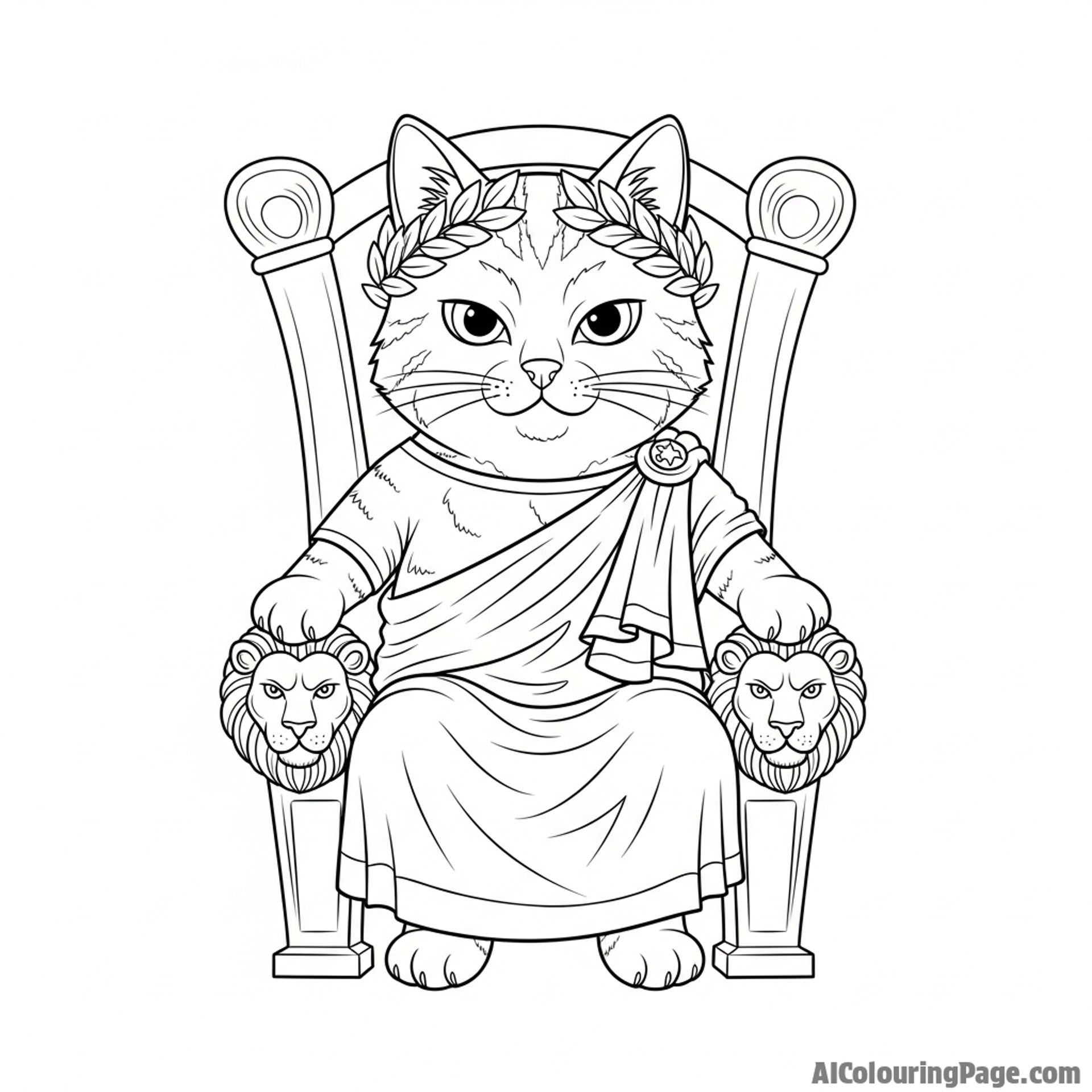 A cat as a Roman emperor, wearing a laurel wreath.