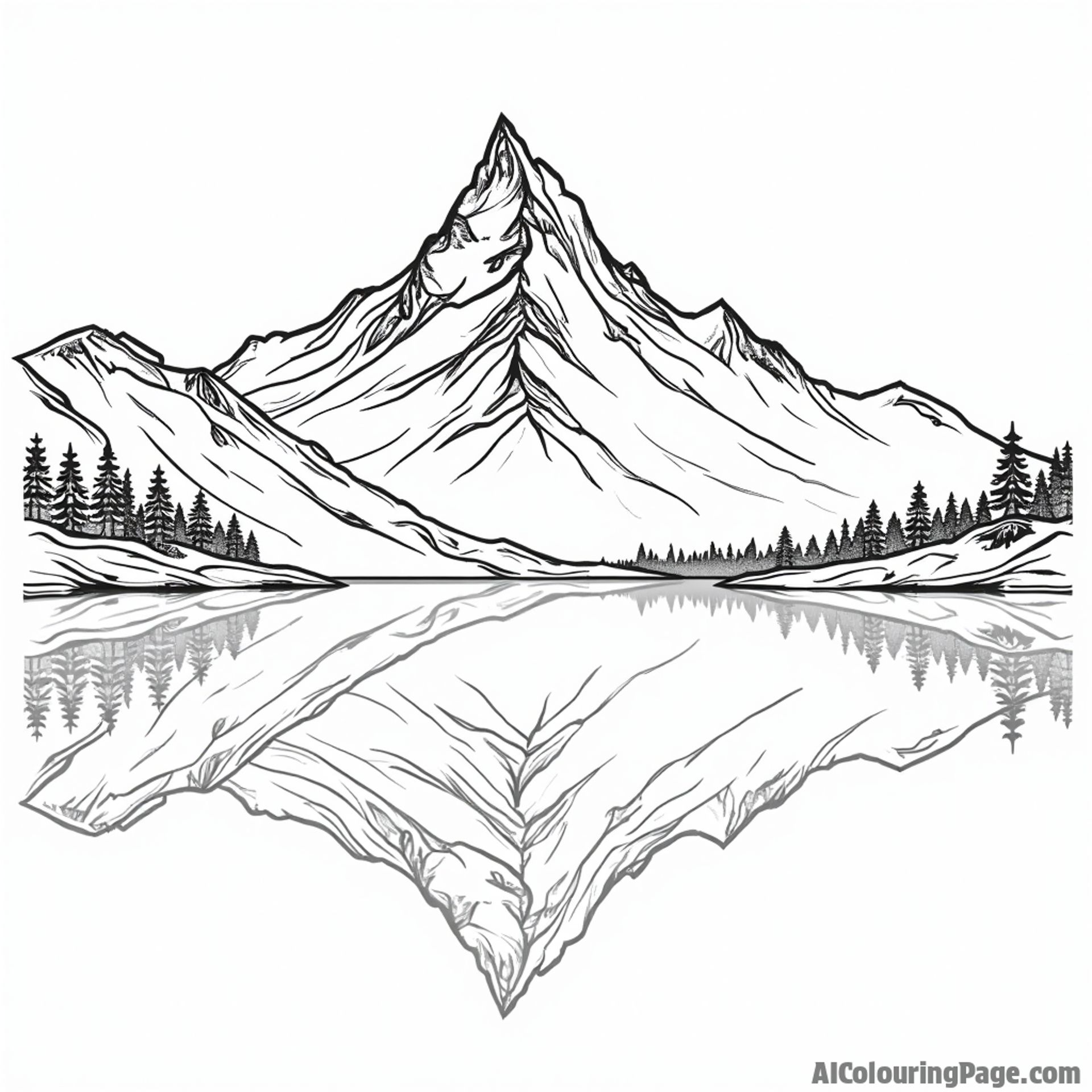 A snow-covered mountain peak reflecting in a still alpine lake.