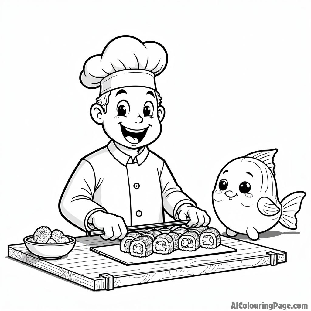 Free Sushi Coloring Pages – free printable food and culinary art coloring pages