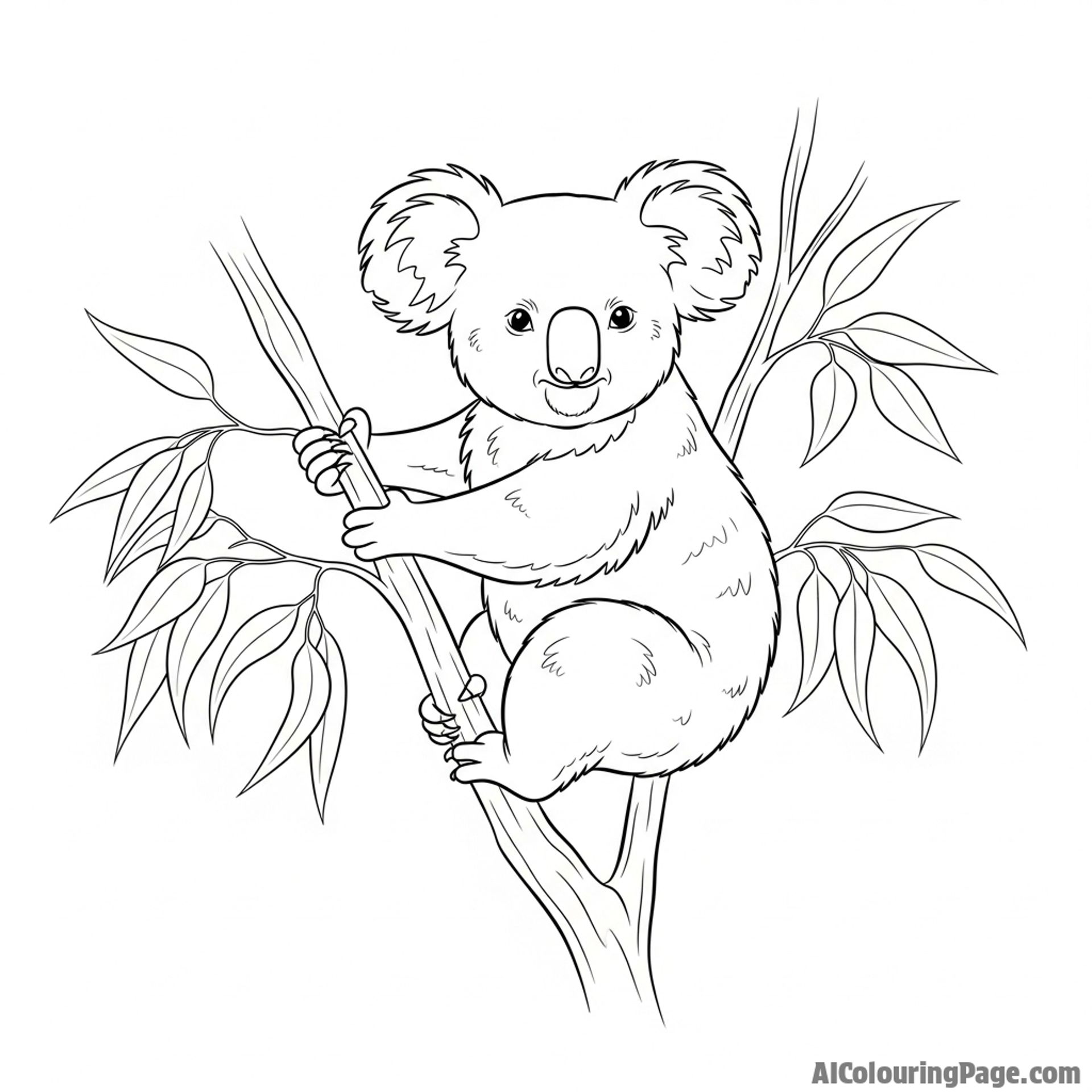 A koala drawn in the style of a traditional Japanese ink wash painting.