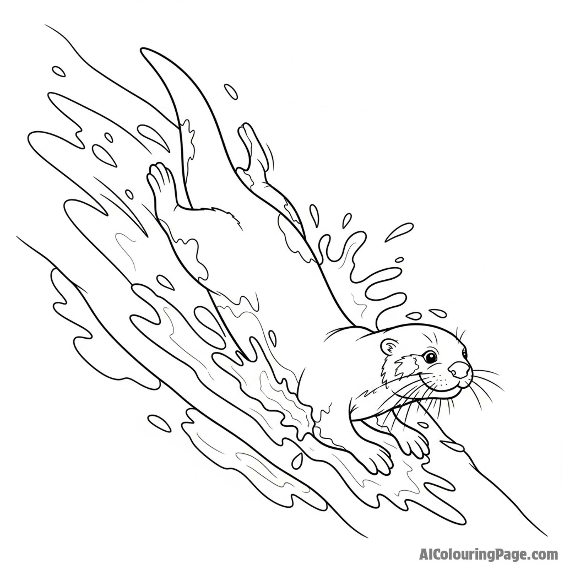 An otter joyfully sliding down a slippery, muddy riverbank.