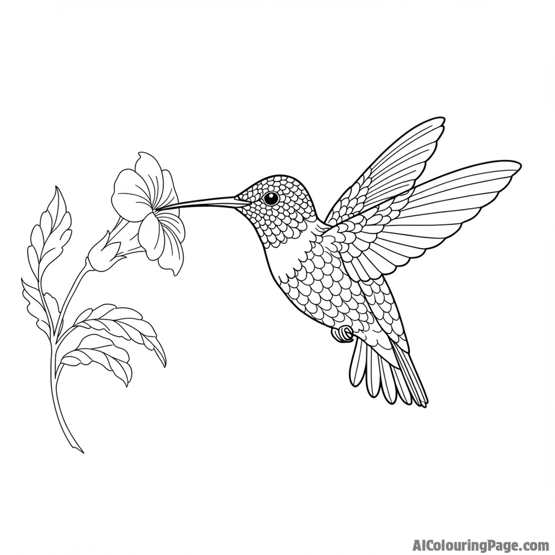 A hummingbird sipping nectar from a heart-shaped flower.
