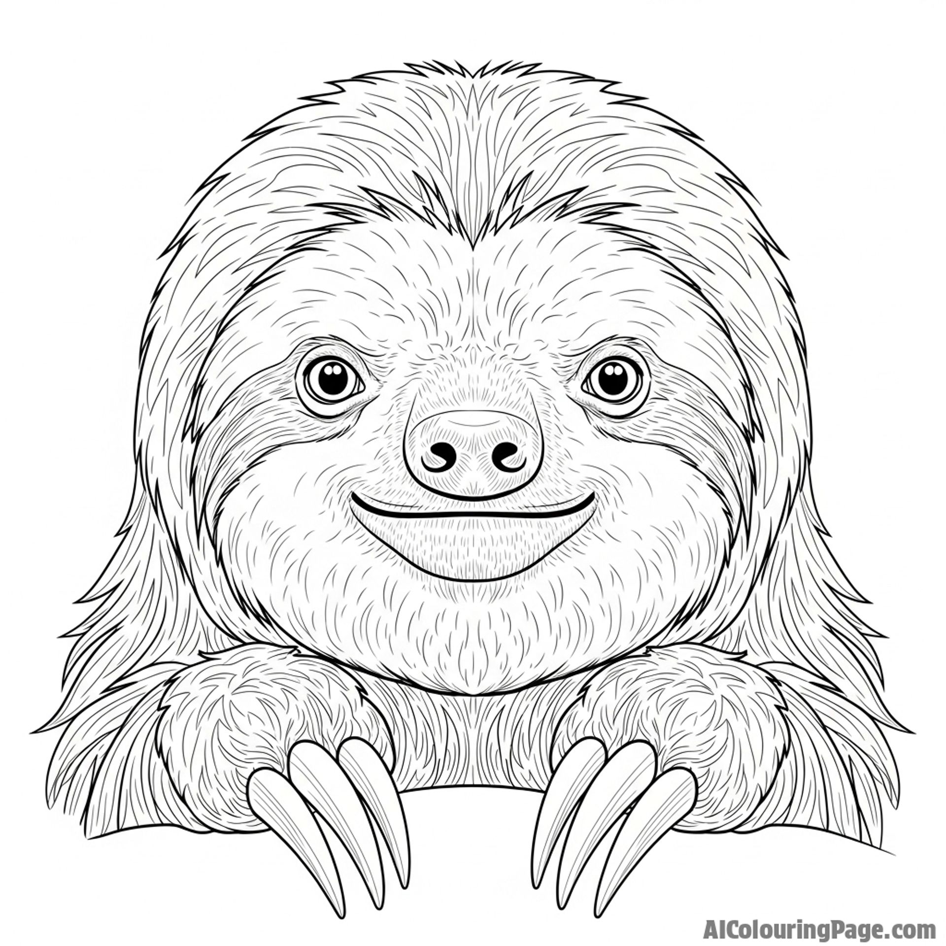 A portrait of a sloth looking directly at the viewer with a knowing, serene expression.