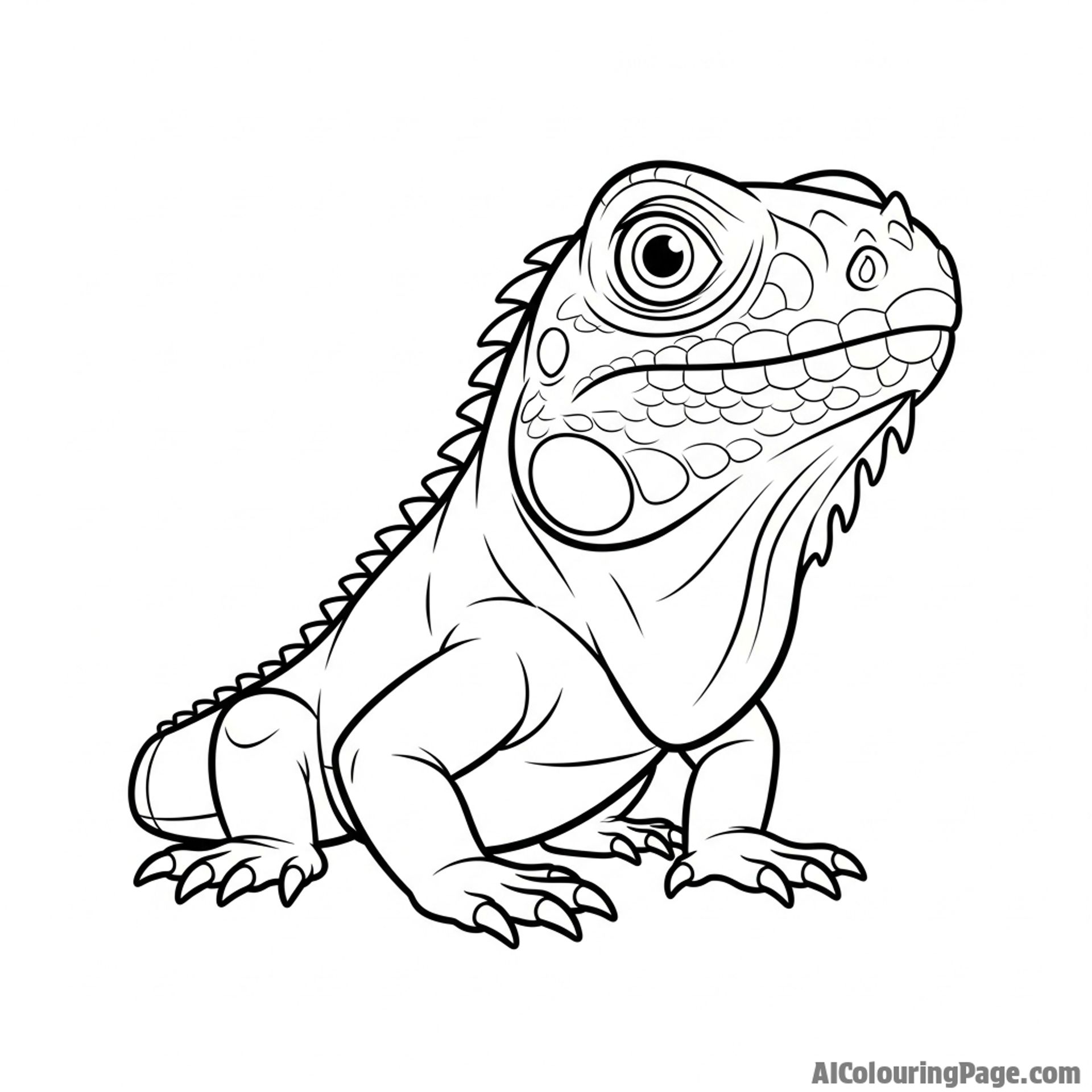 A vigilant iguana with its head raised, alert to its surroundings.