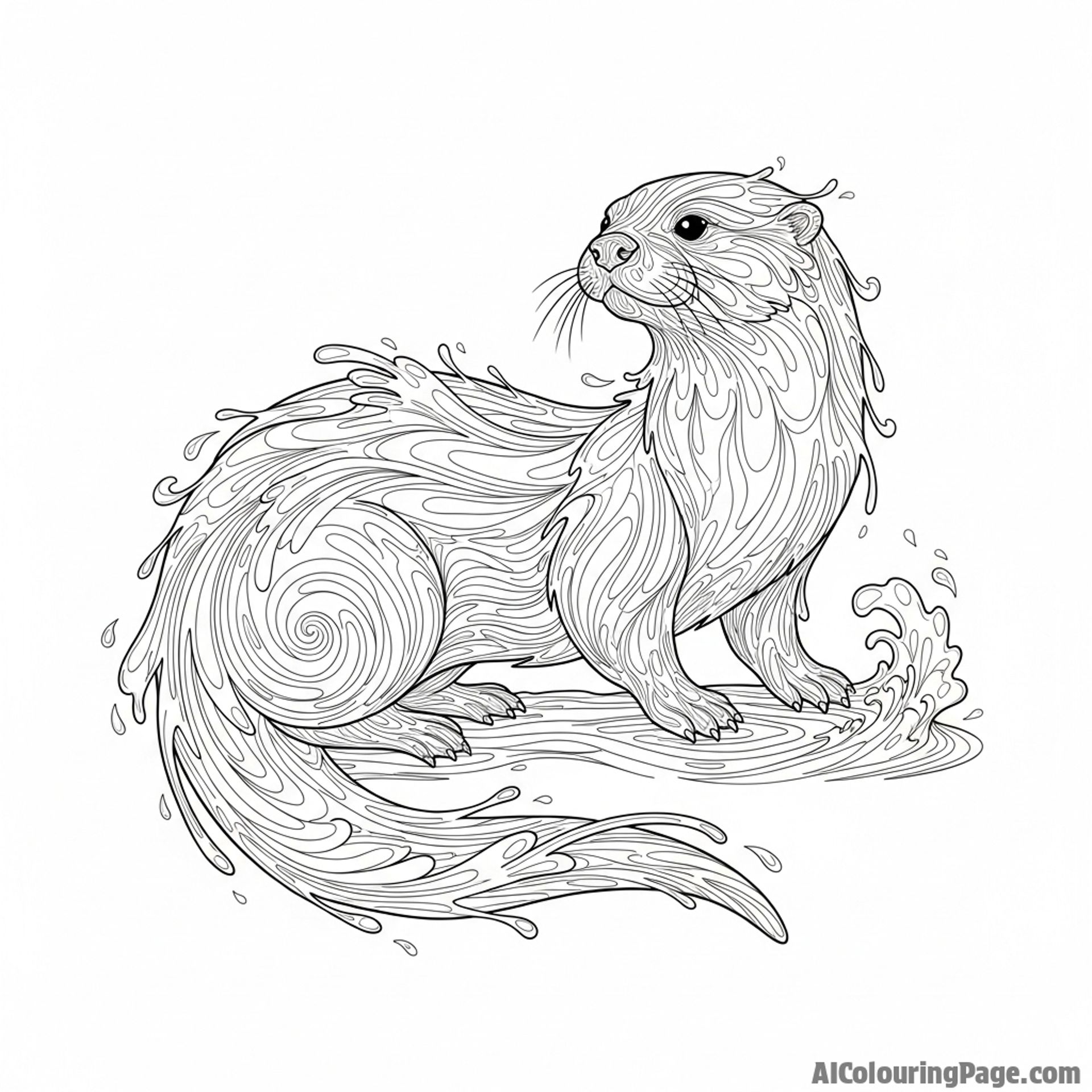 An ethereal otter made of swirling, transparent water.