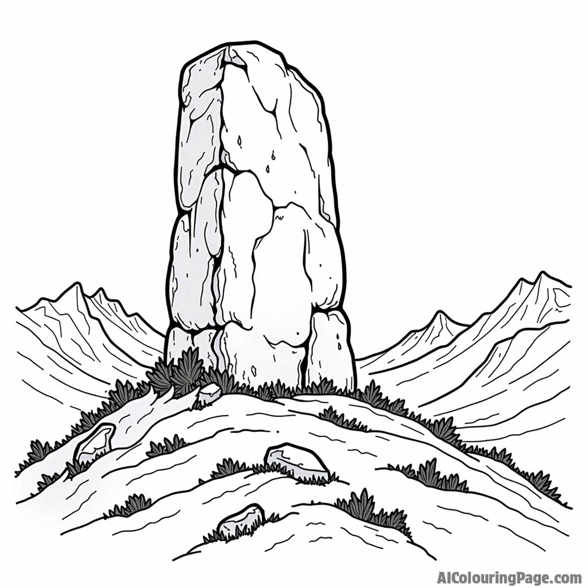 An ancient, weathered stone monument on a mountaintop.