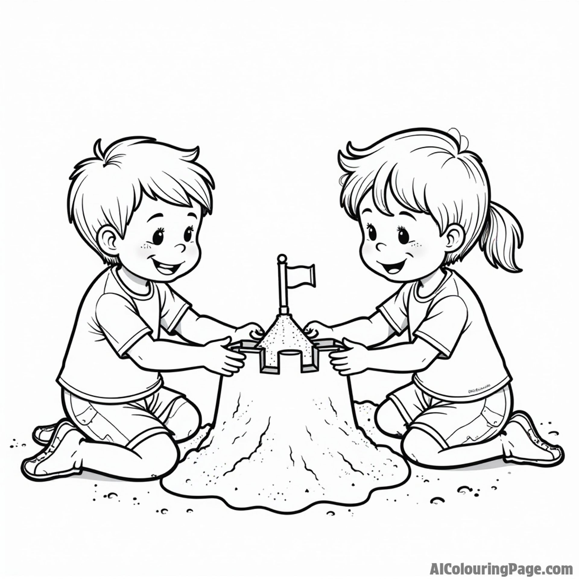 Kids building sandcastles