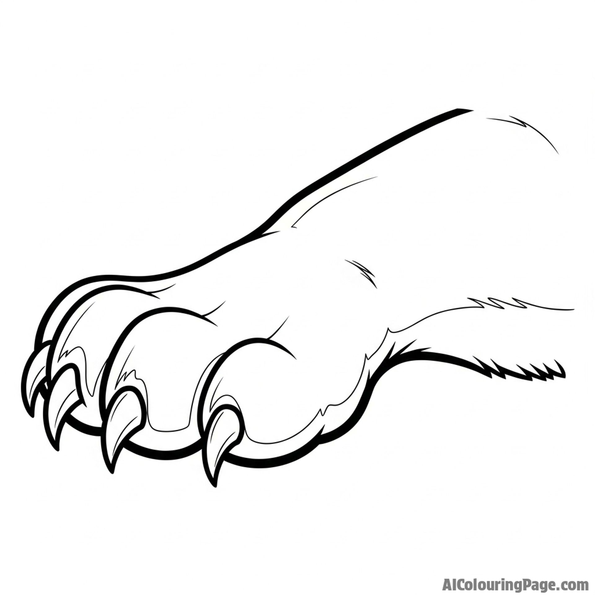 A lion's powerful paw with sharp claws partially extended.