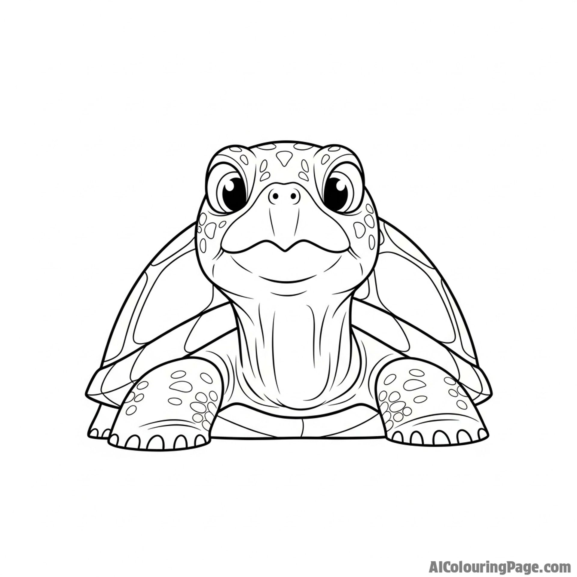 A turtle peeking its head out of its shell, looking curious.