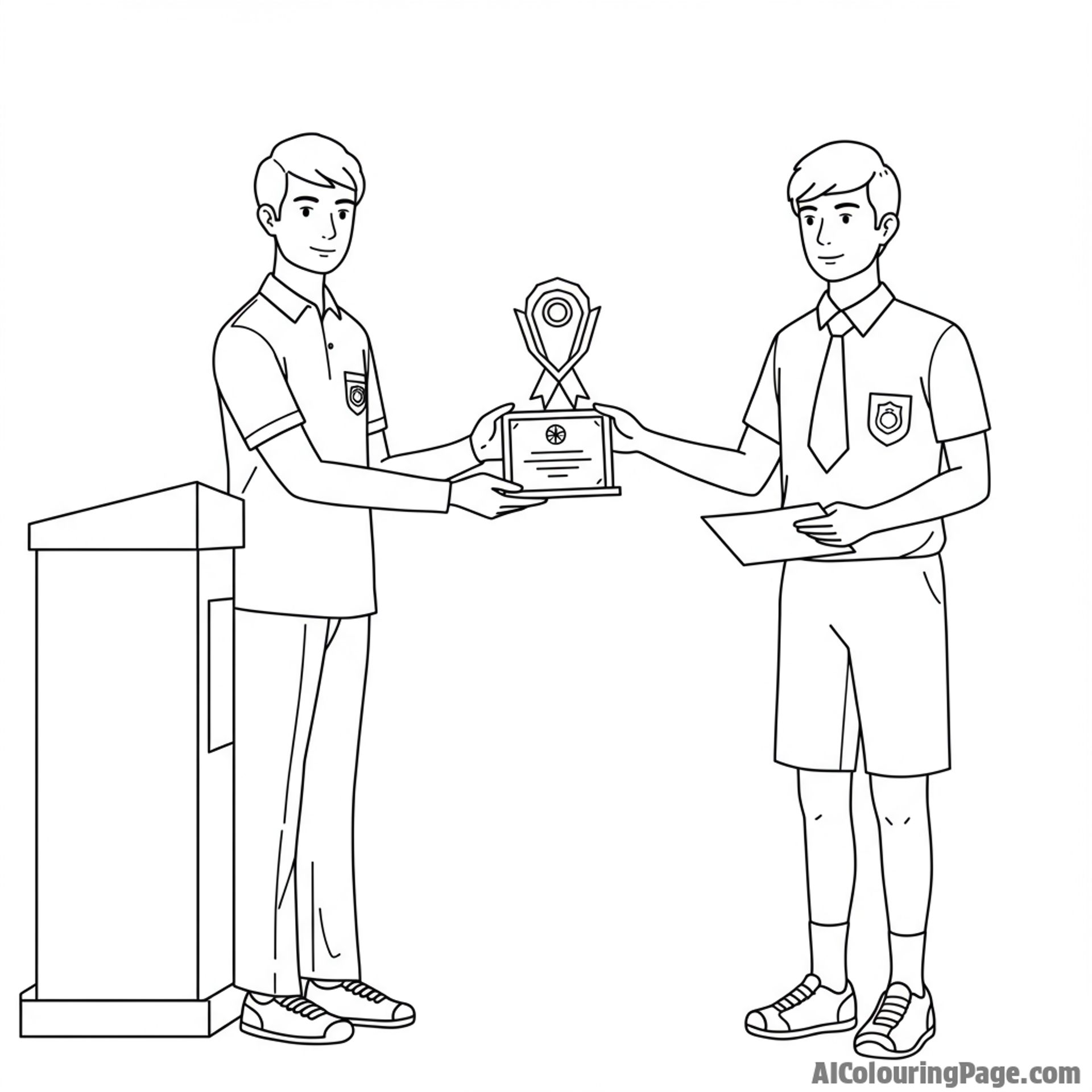 A student receiving an award at a school assembly.