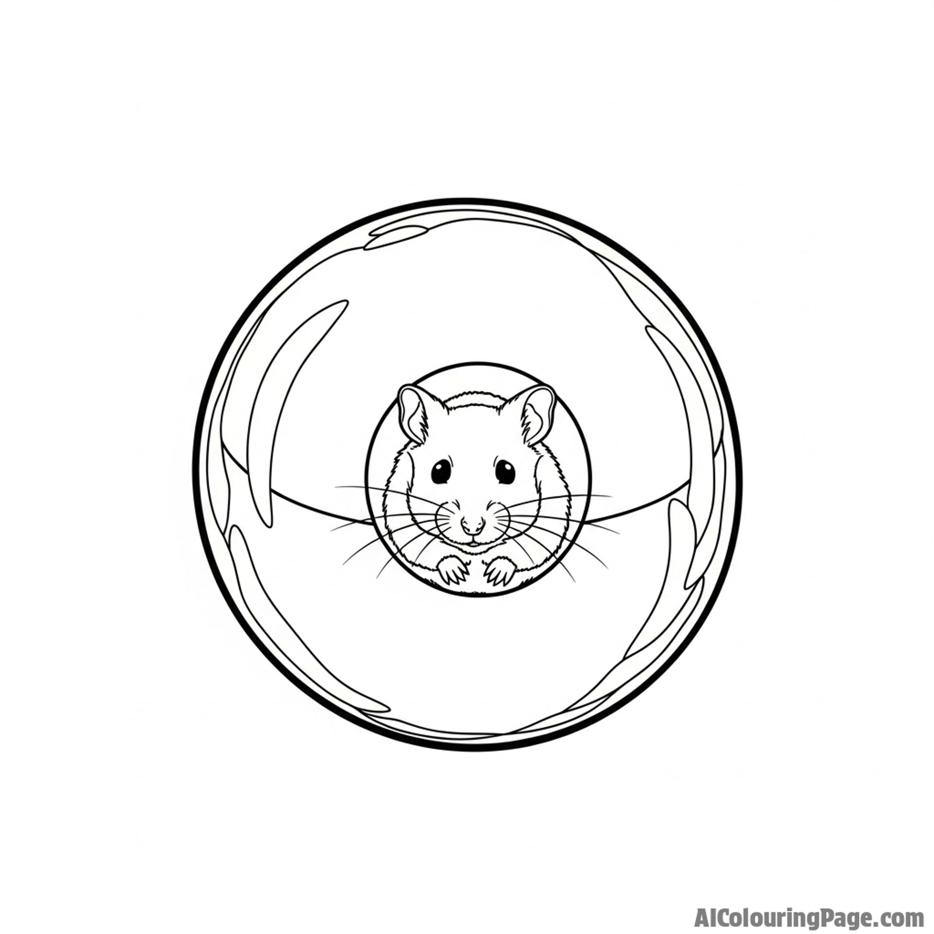 A hamster’s reflection in a shiny, metallic sphere