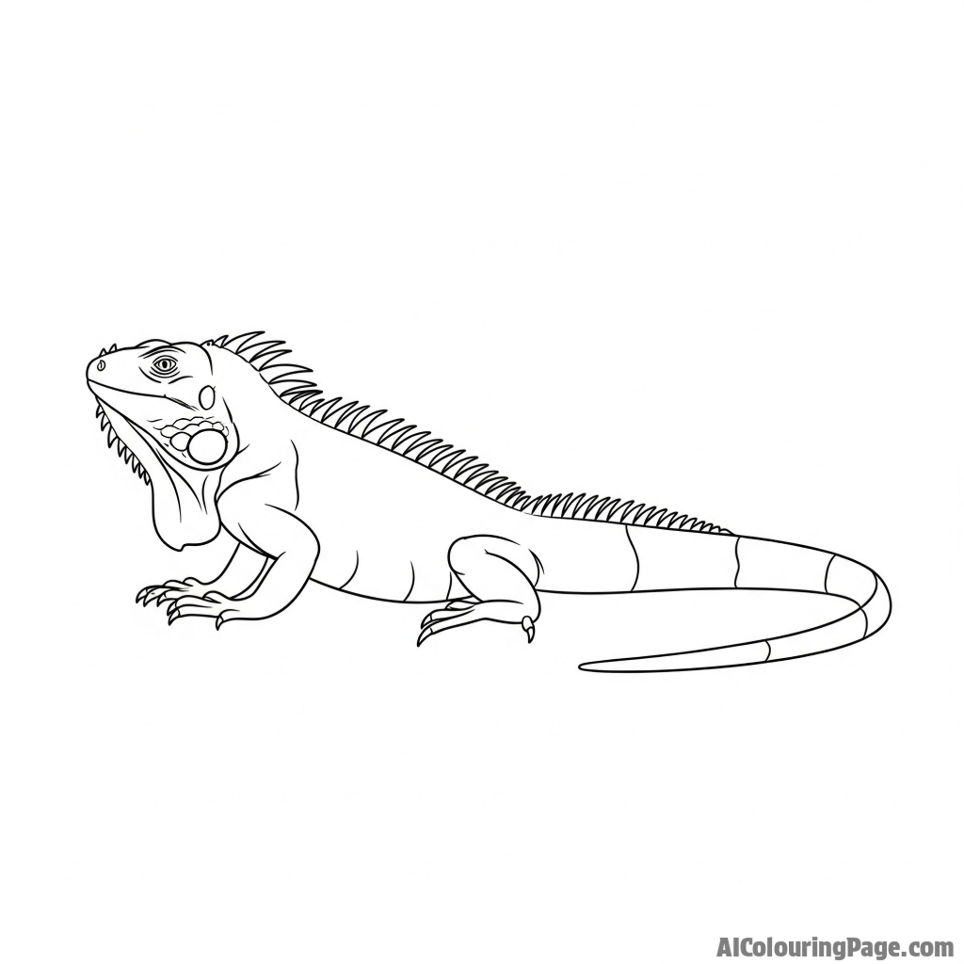 A minimalist line drawing of an iguana's silhouette.
