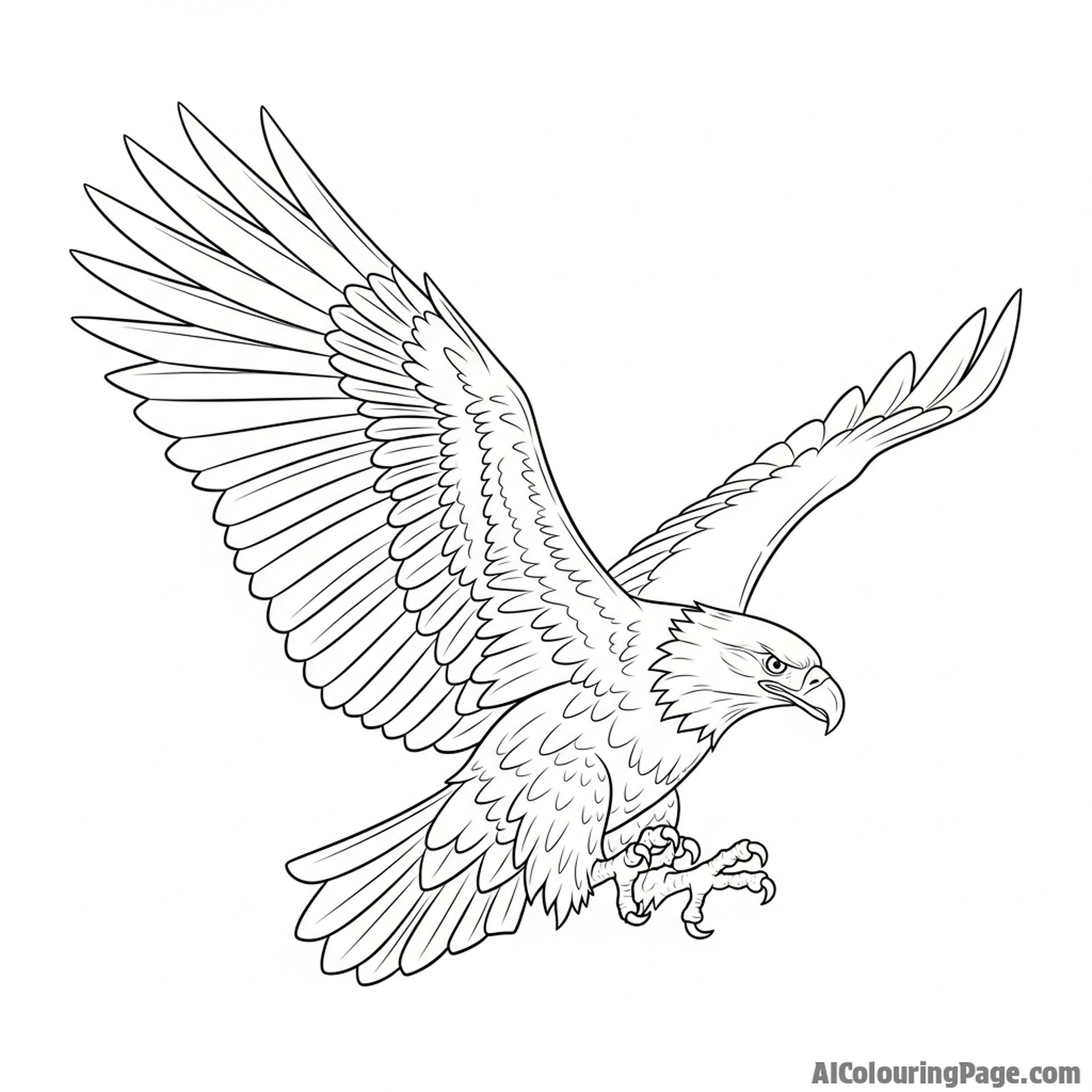 Eagle gliding through the air.