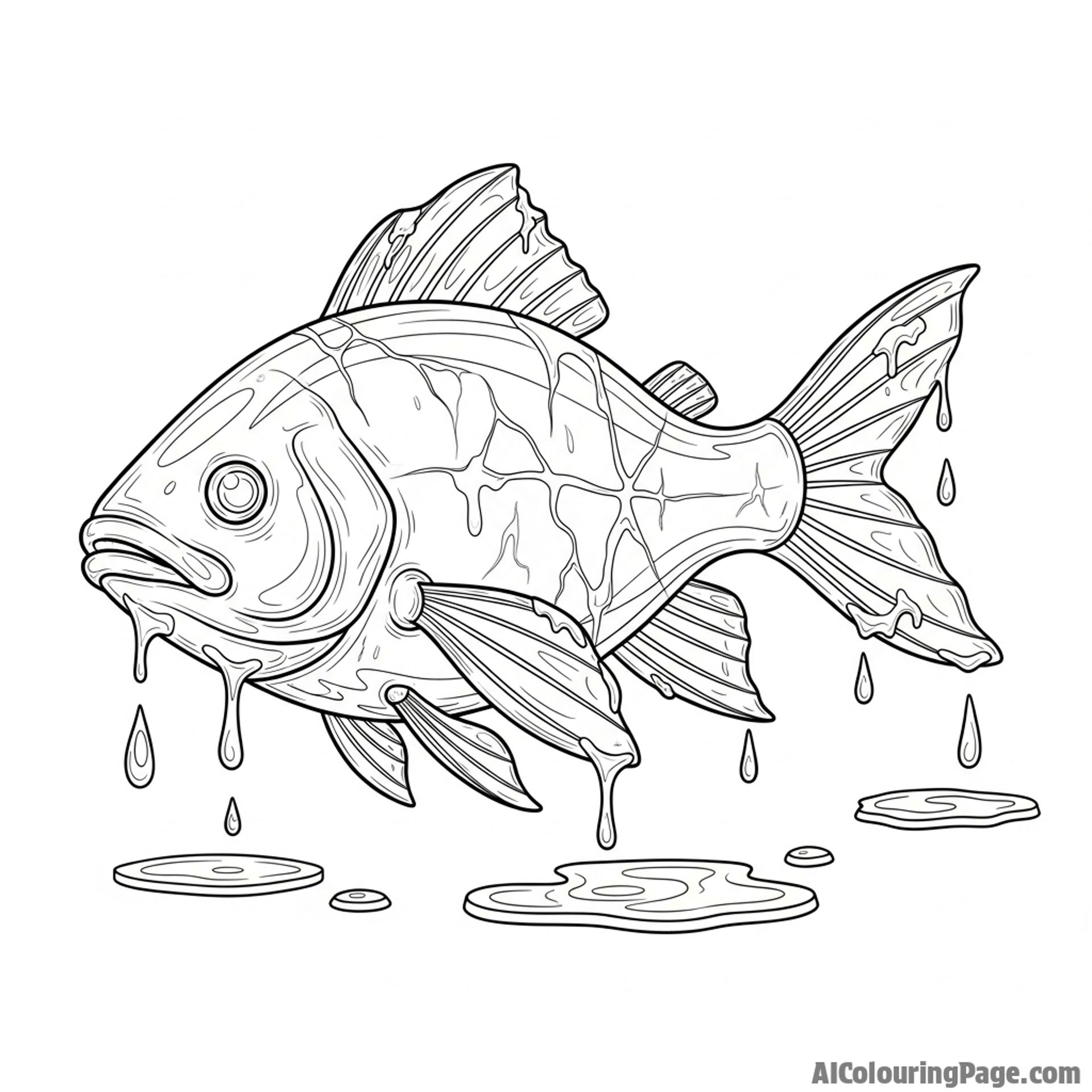 A fish sculpted from clear ice, slowly melting.