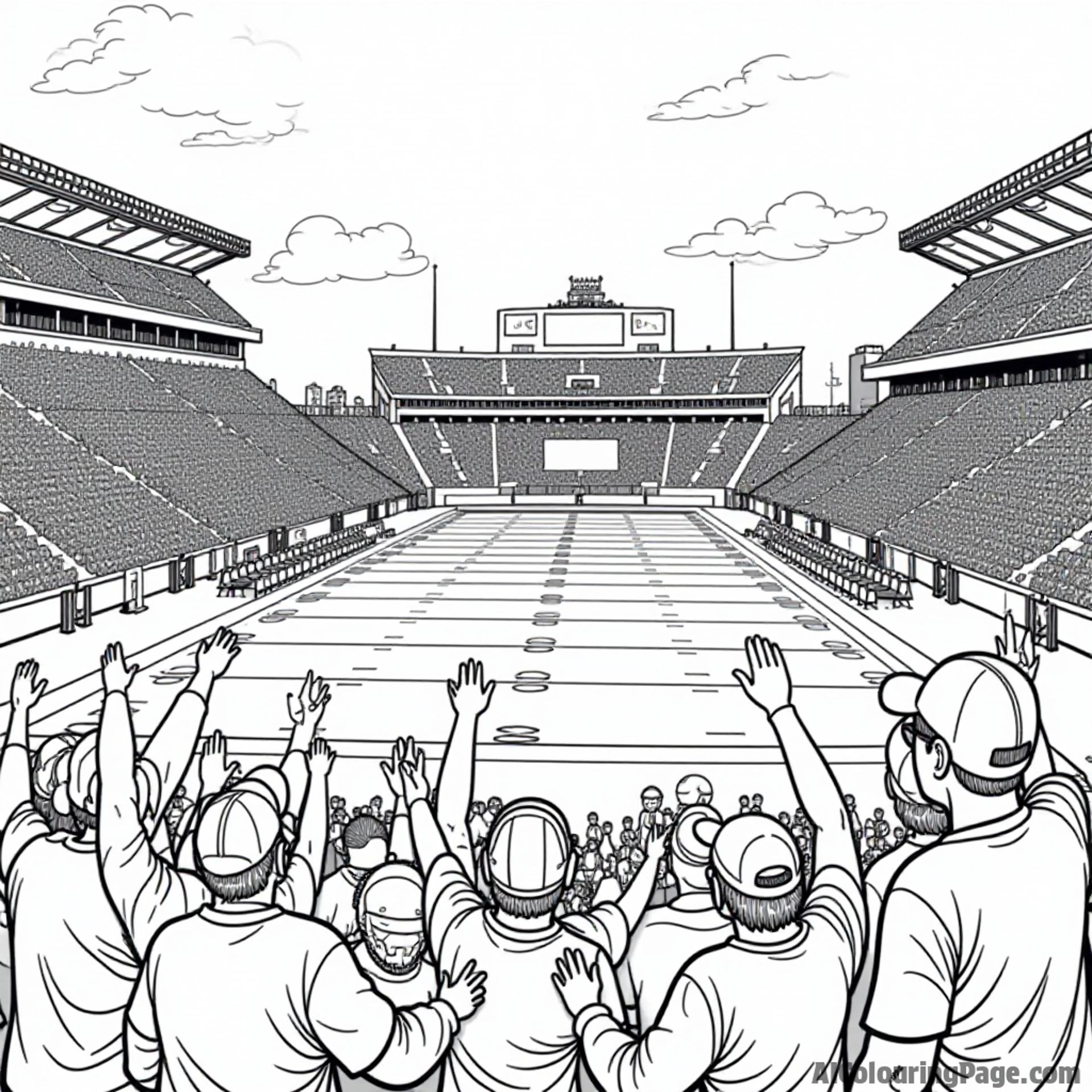 A lively scene of a Georgia football game, featuring fans cheering, a football field, and the iconic stadium in the background.