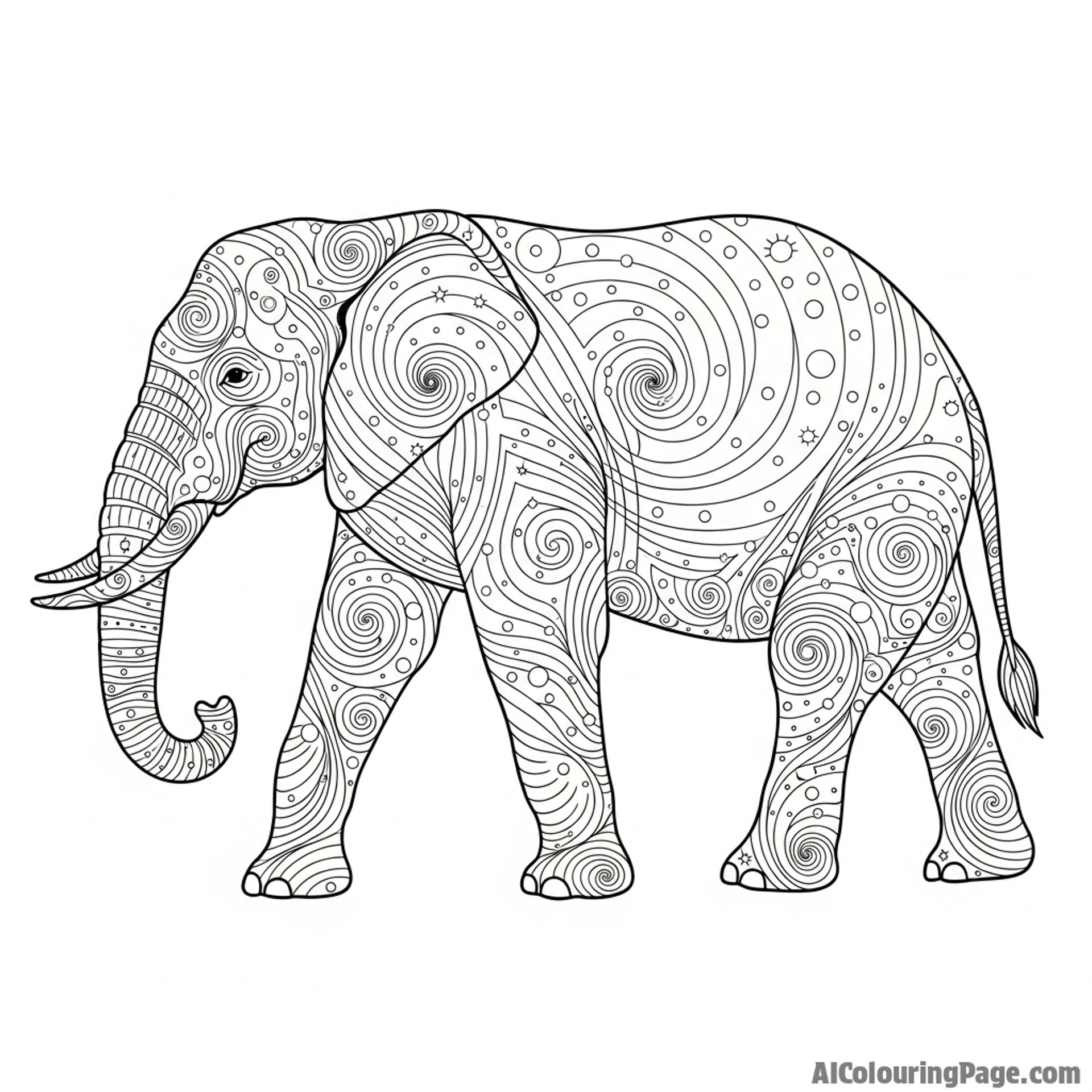 An elephant made entirely of swirling stardust and distant galaxies.